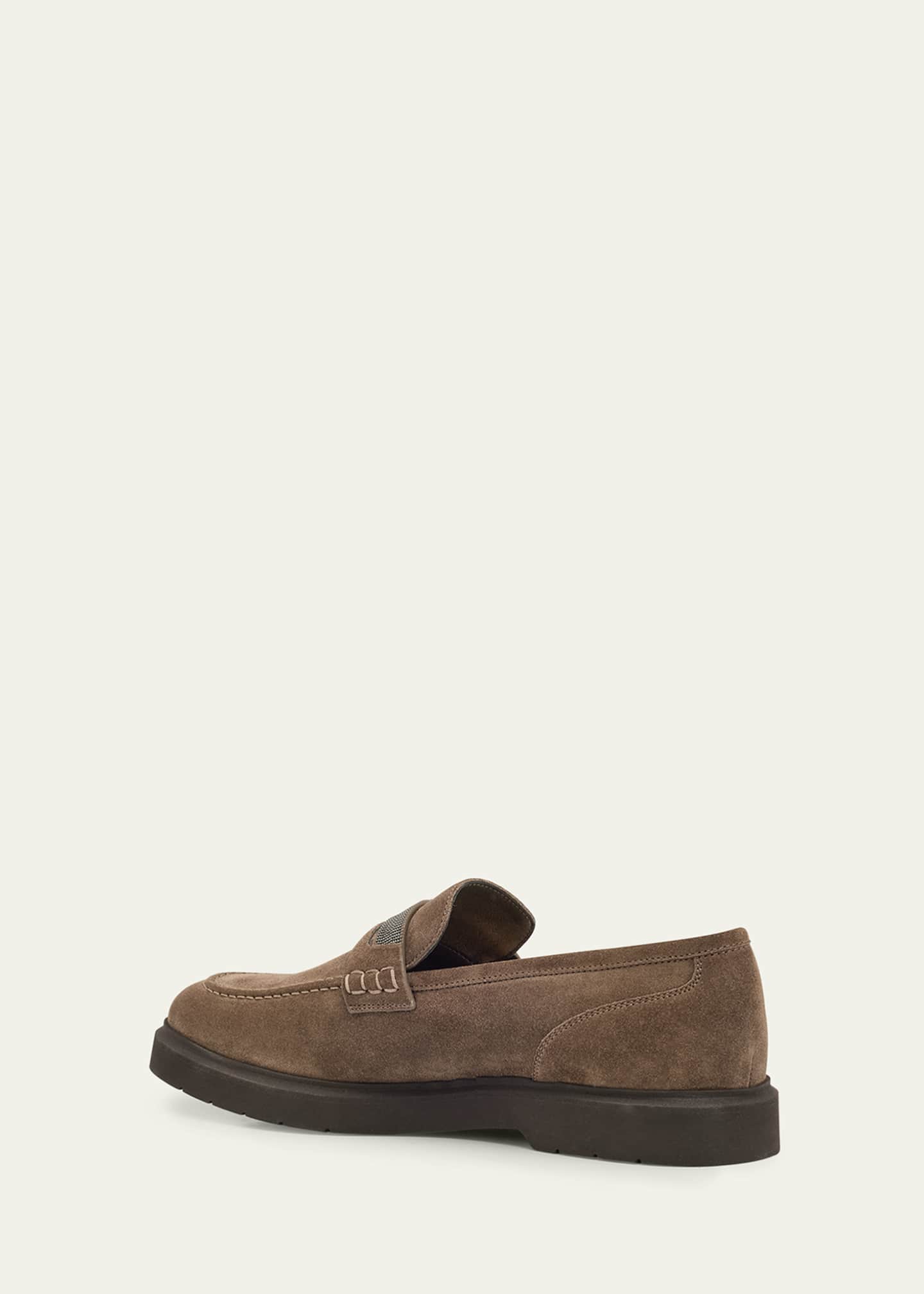 Brunello Cucinelli Suede Monili Penny Loafers Image 2 of 3