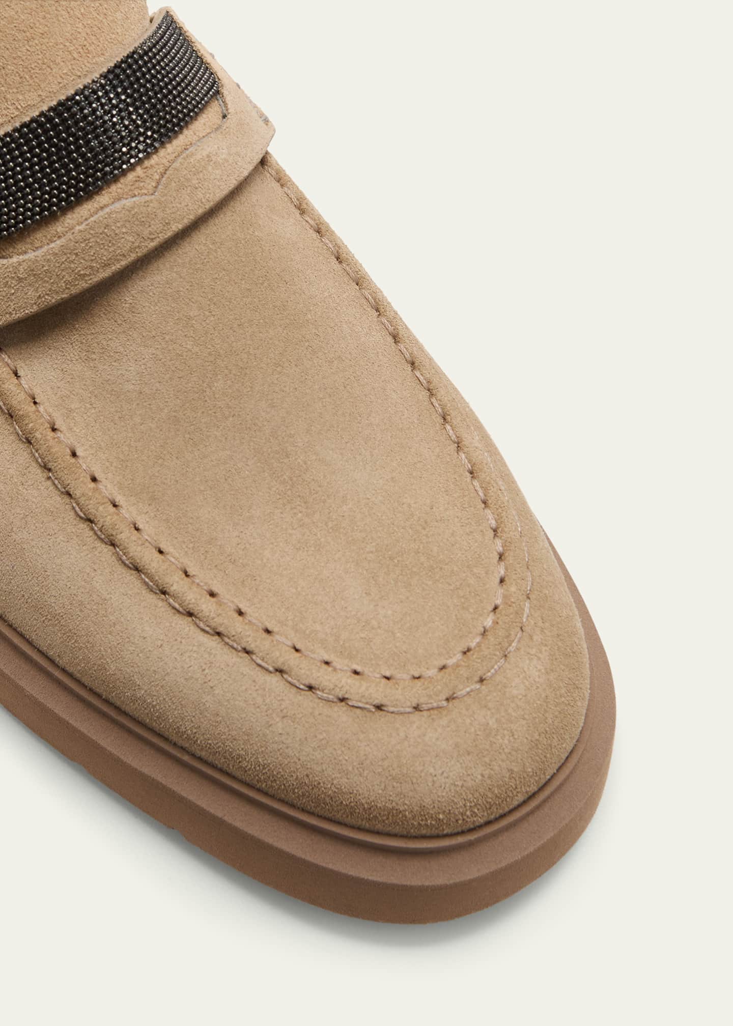 Brunello Cucinelli Suede Monili Penny Loafers Image 3 of 3
