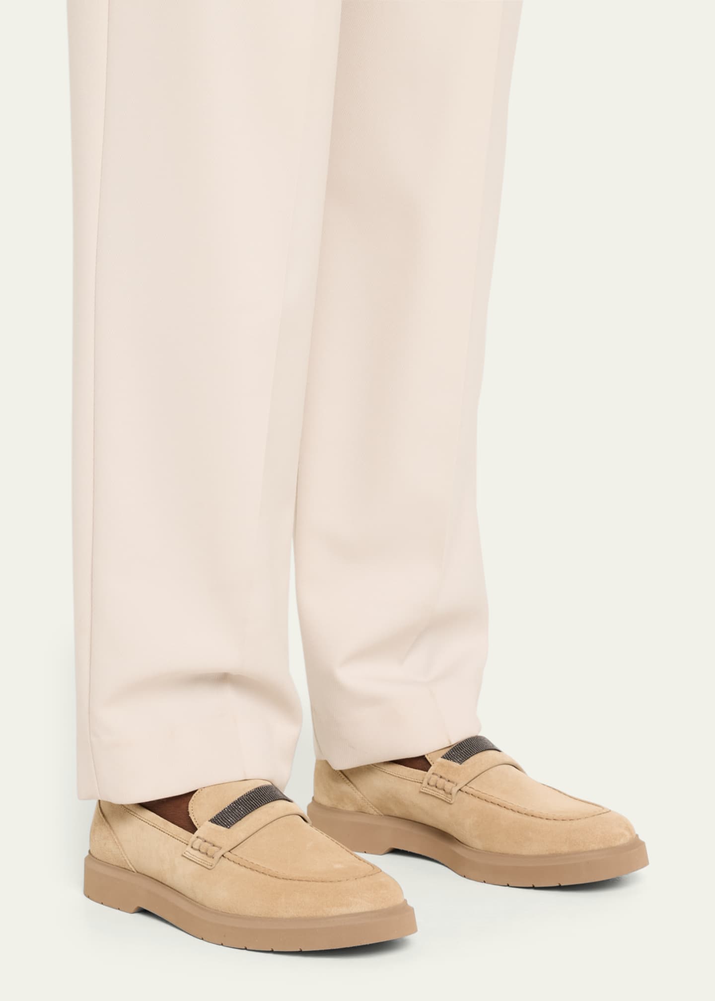 Brunello Cucinelli Suede Monili Penny Loafers Image 2 of 5