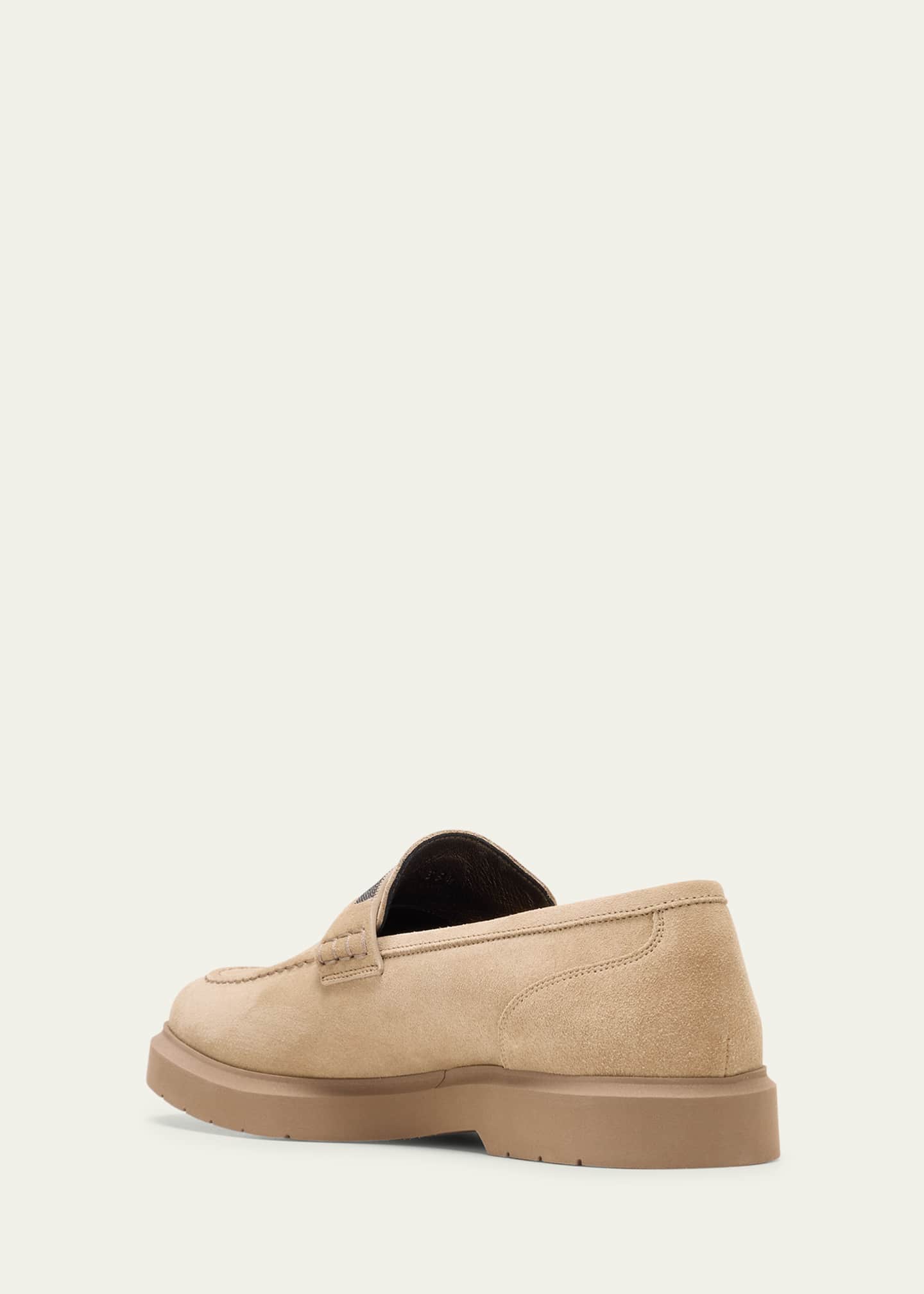 Brunello Cucinelli Suede Monili Penny Loafers Image 4 of 5