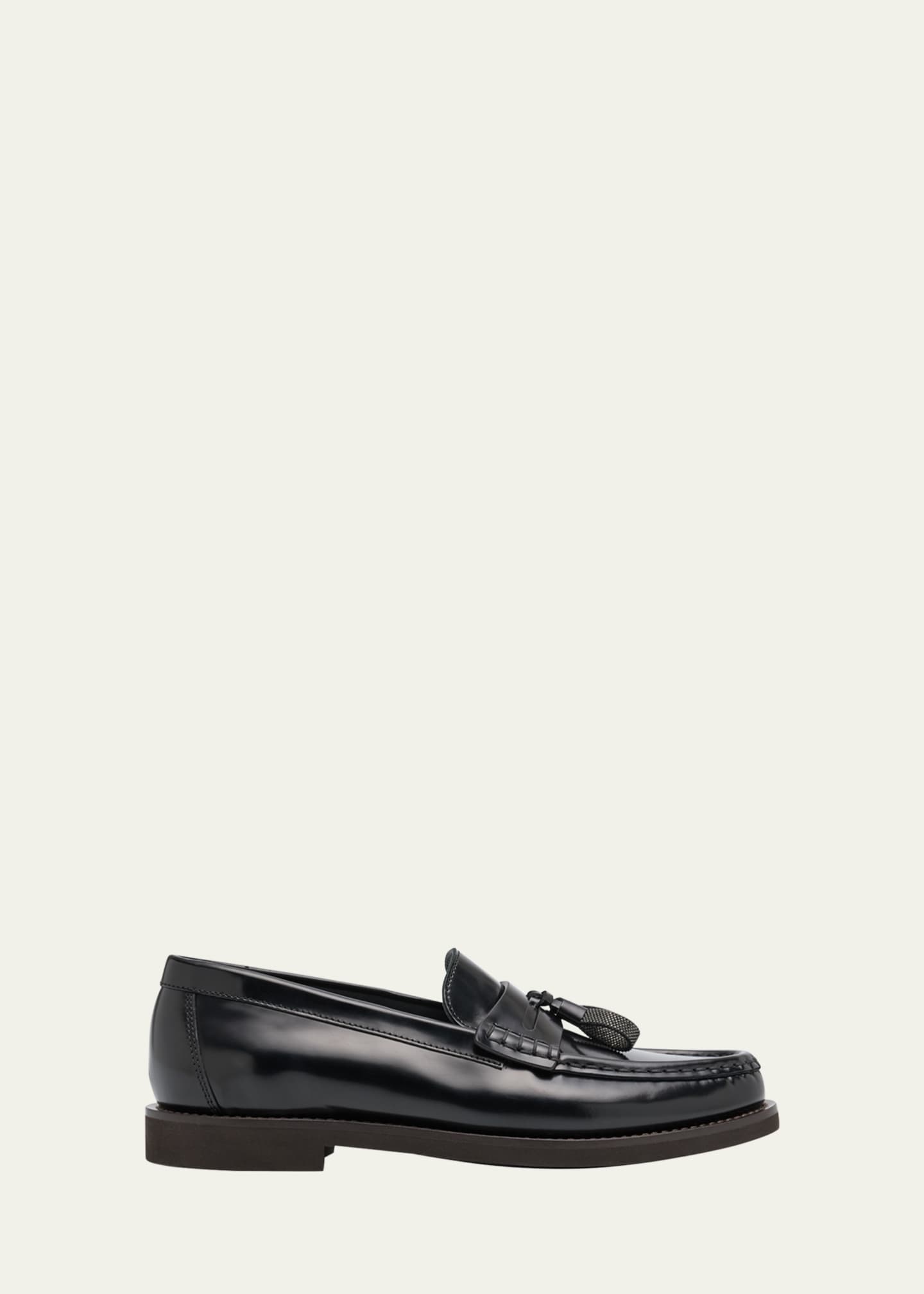 Brunello Cucinelli Leather Monili Tassel Penny Loafers