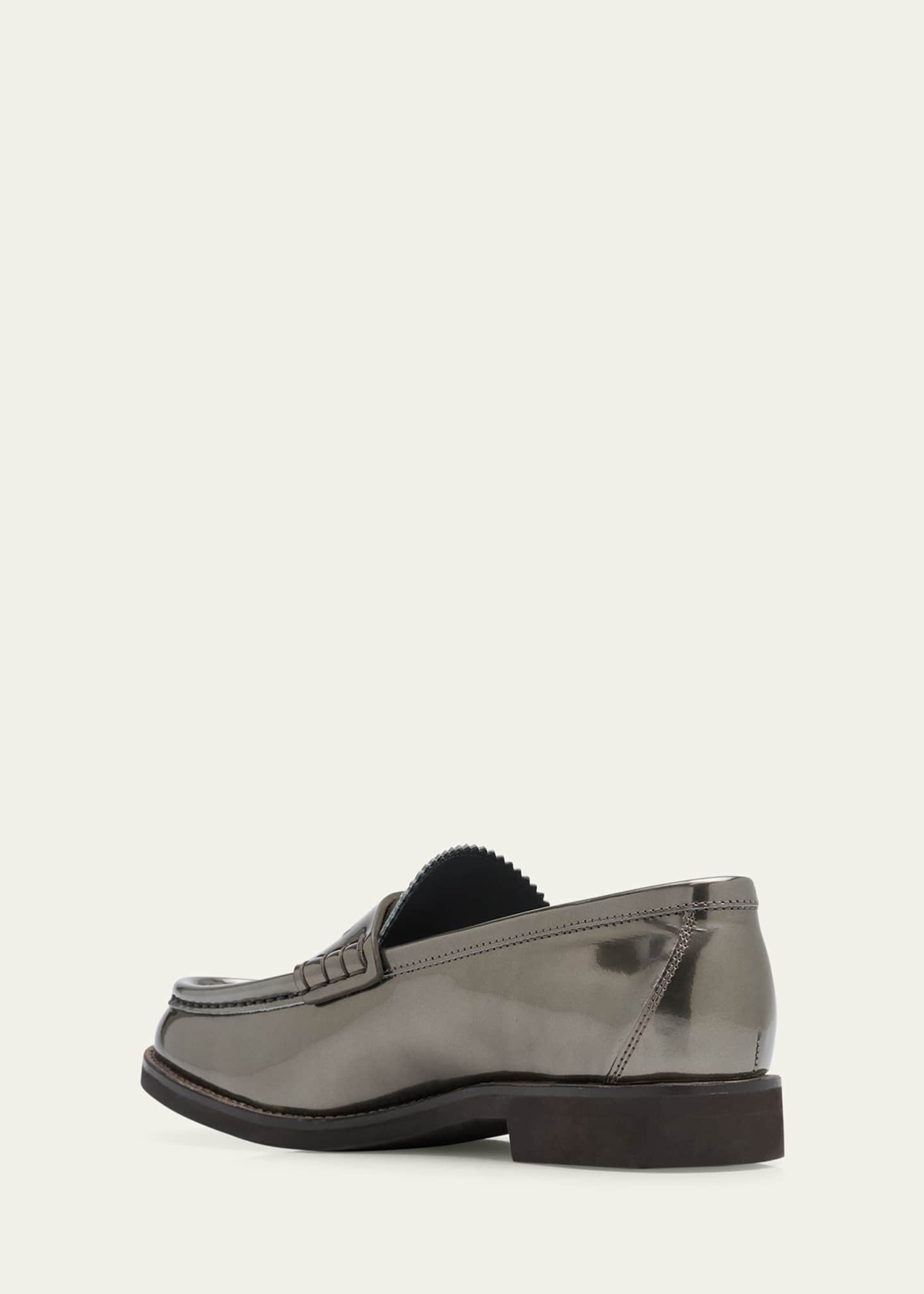 Brunello Cucinelli Metallic Leather Monili Penny Loafers Image 2 of 3