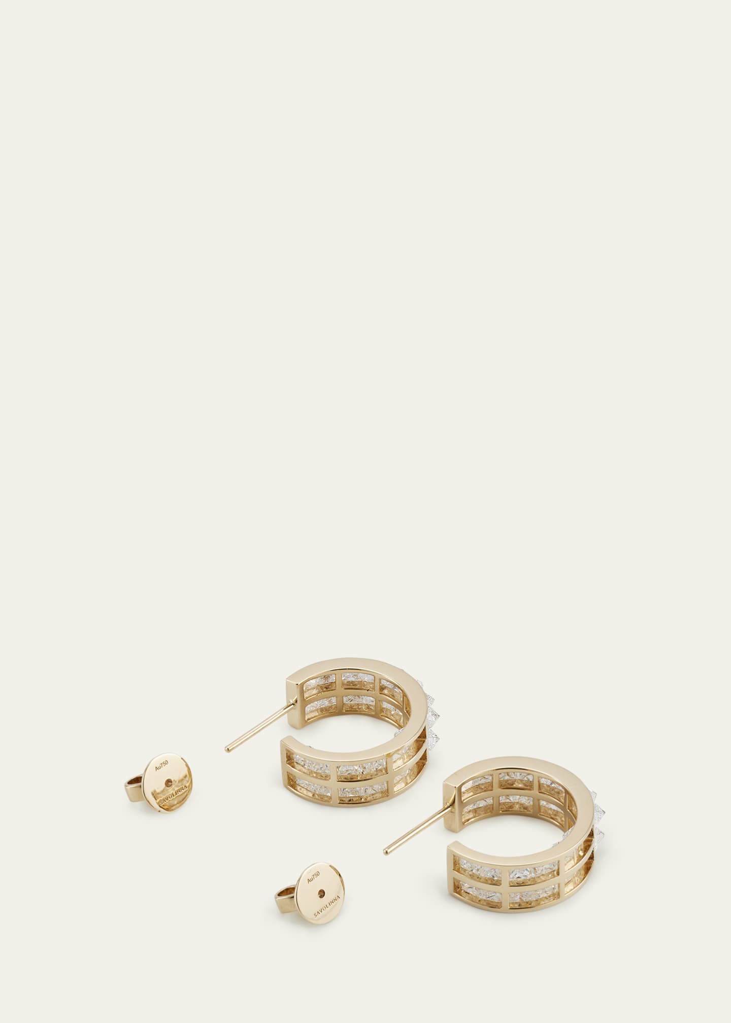 Savolinna Be Spiked Double Row Diamond Hoop Earrings Image 4 of 4
