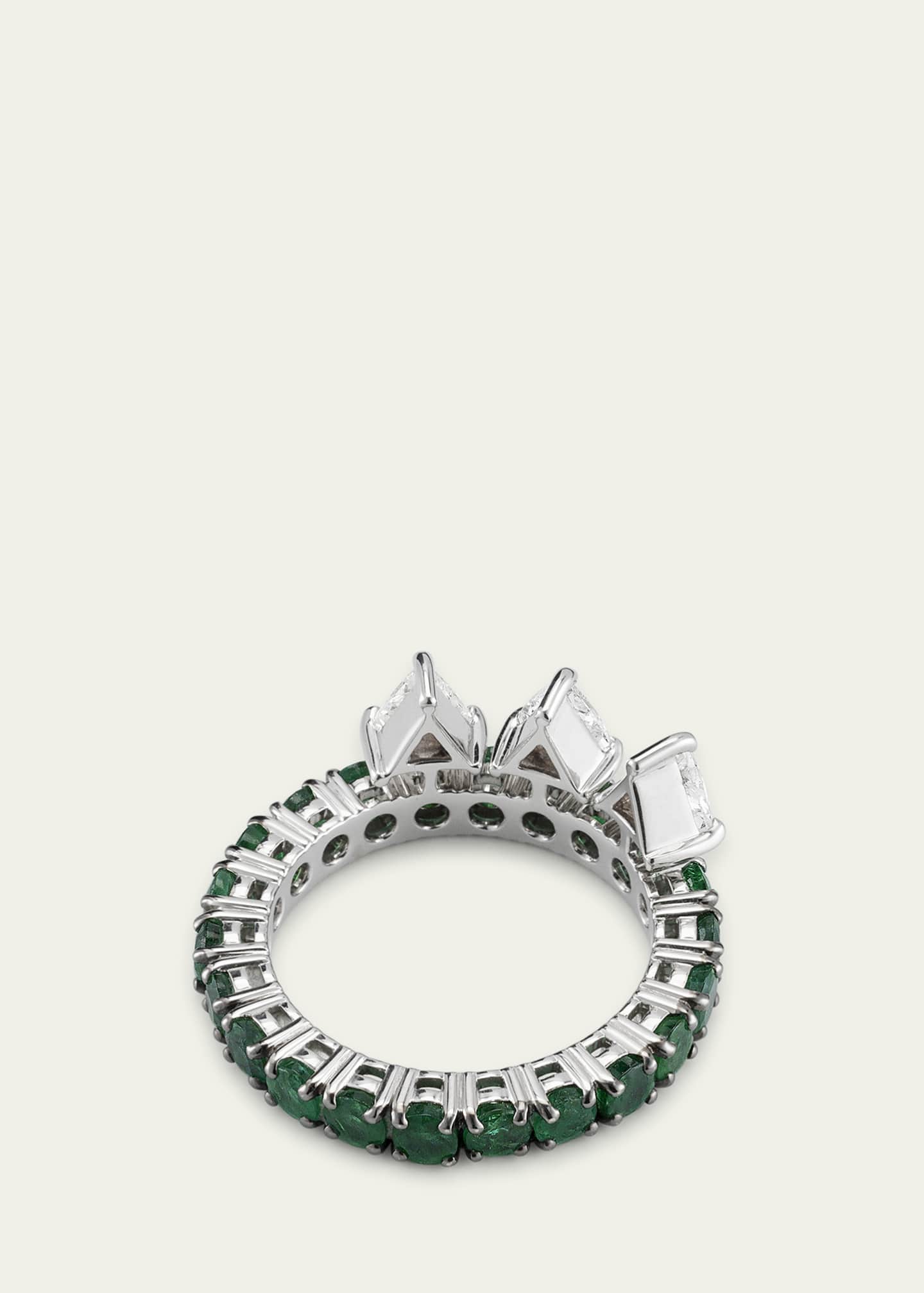 Savolinna Ferox Trinity Rose-Cut Diamond and Emerald Band Ring Image 4 of 4