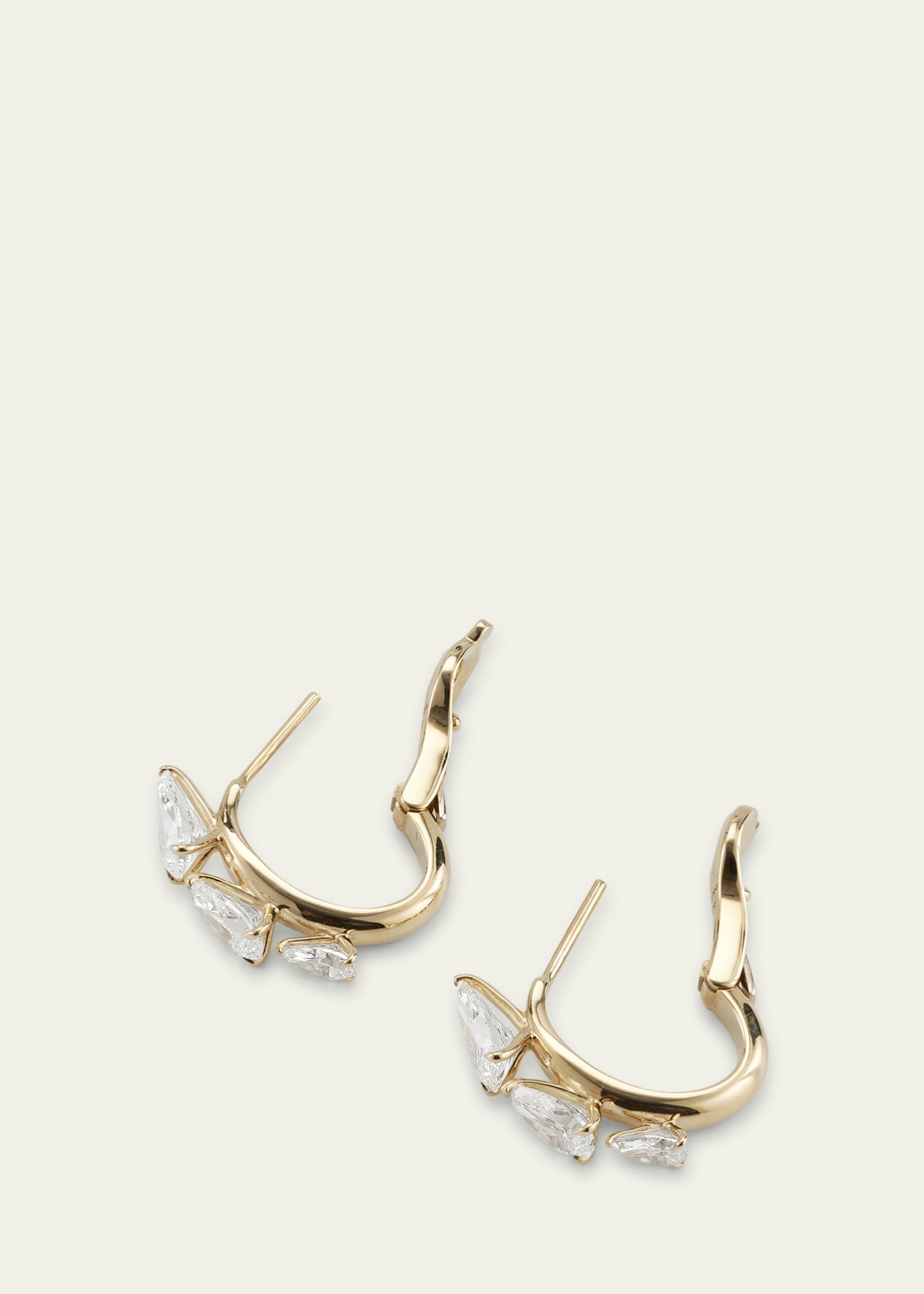 Savolinna Lemonade Triple Pear Diamond Huggie Hoop Earrings Image 4 of 4