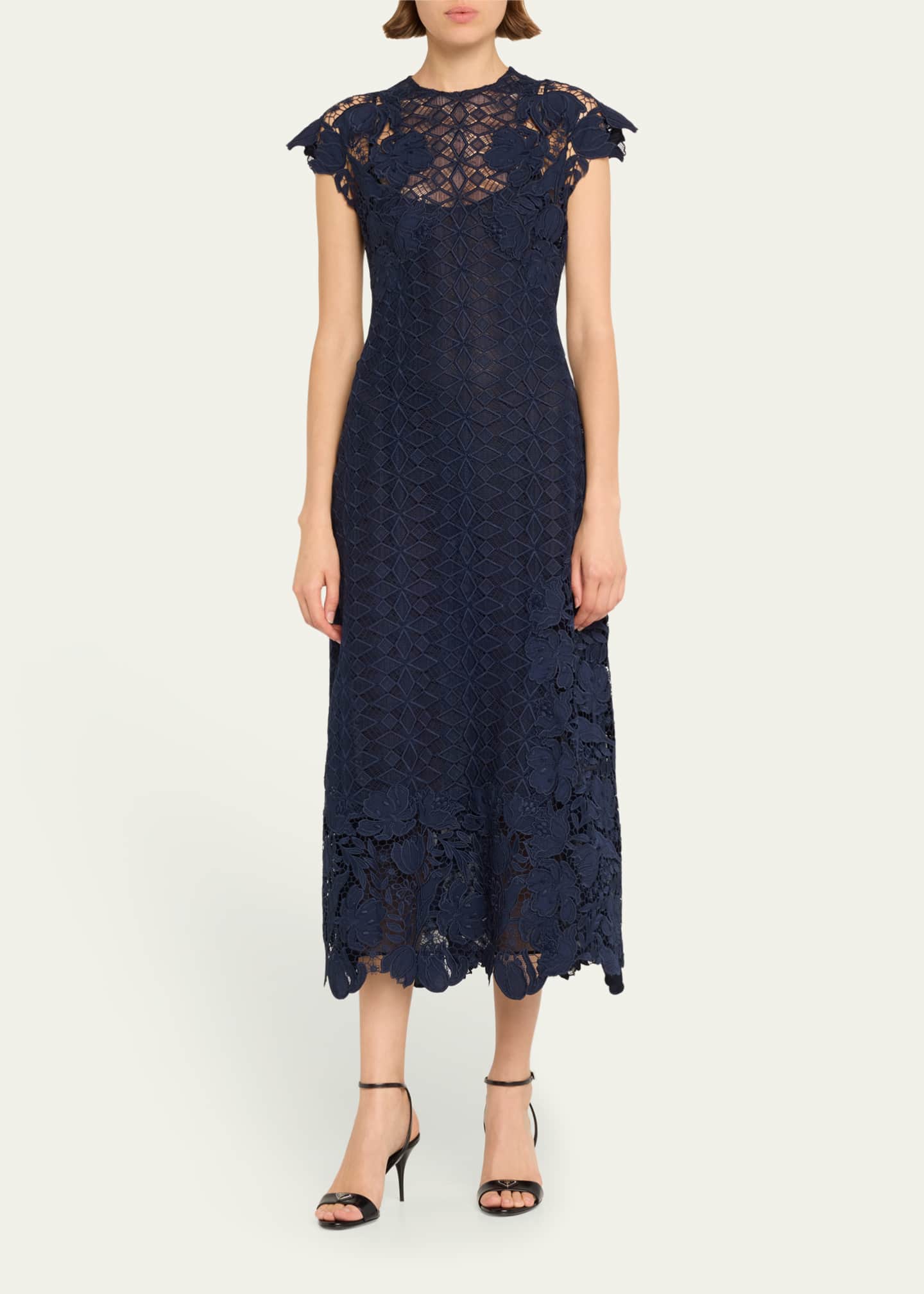Lela Rose Floral Lace Pencil Dress Image 2 of 5