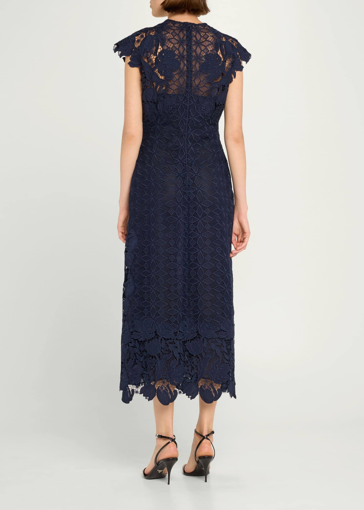 Lela Rose Floral Lace Pencil Dress Image 3 of 5