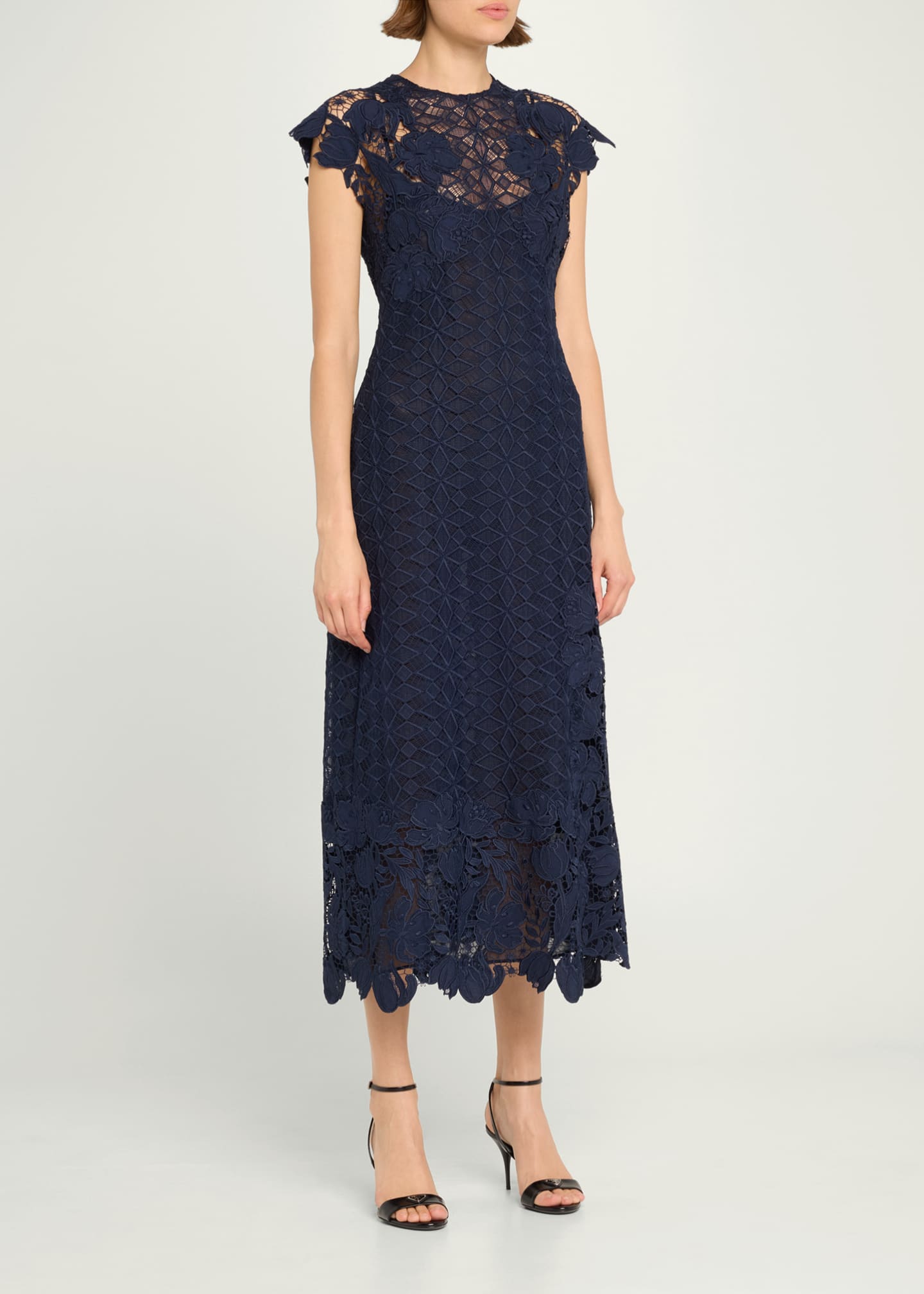 Lela Rose Floral Lace Pencil Dress Image 4 of 5