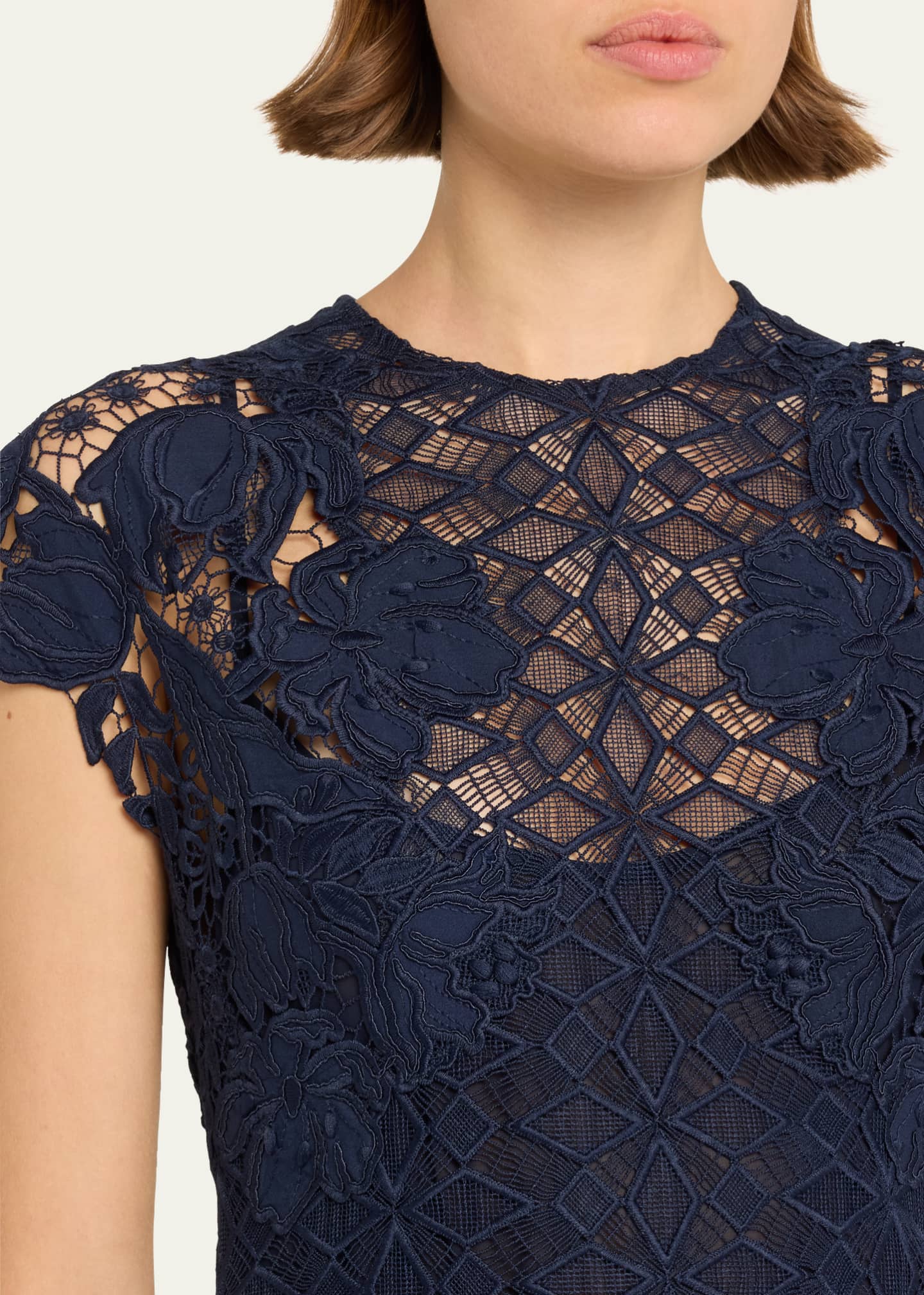 Lela Rose Floral Lace Pencil Dress Image 5 of 5