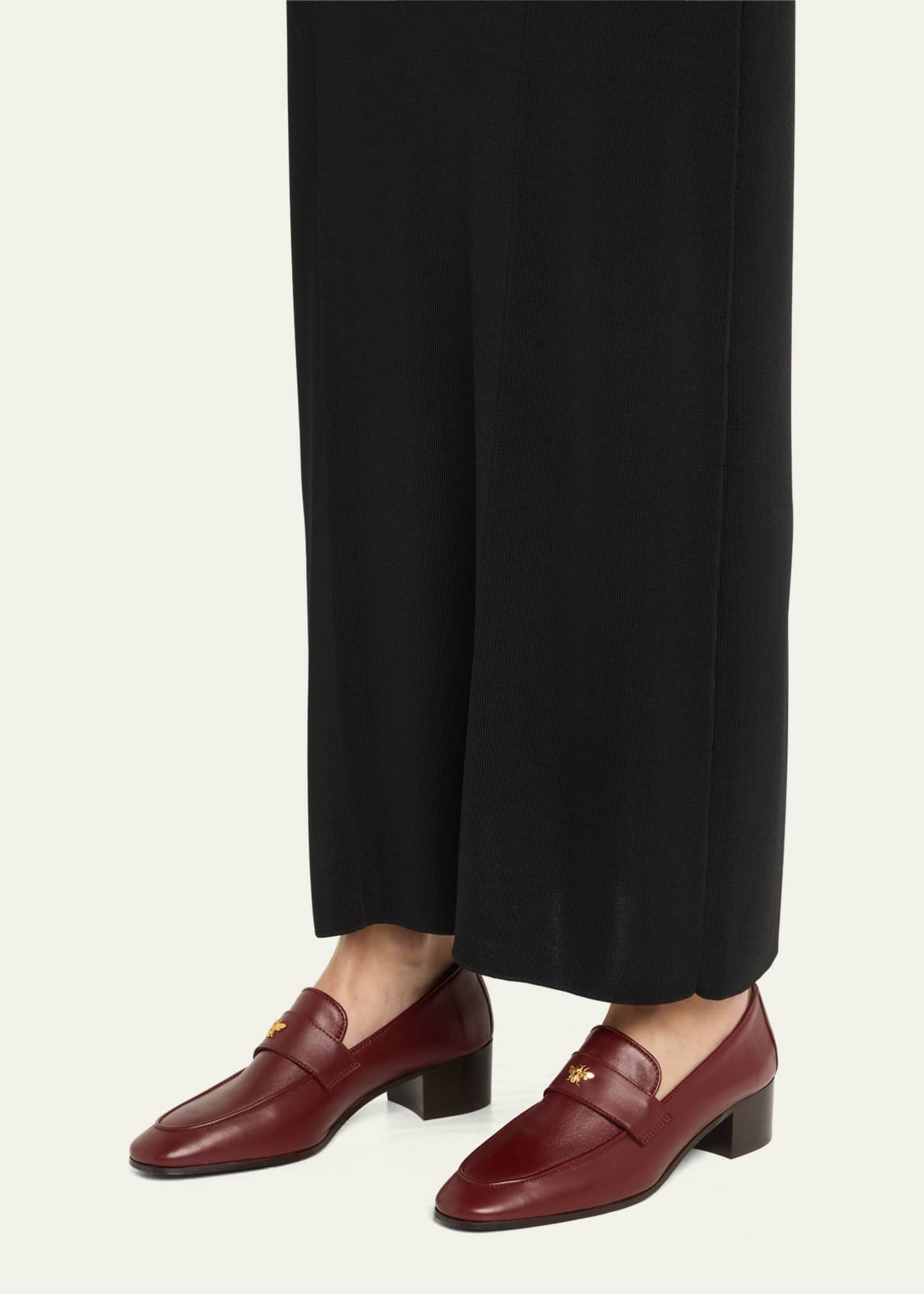 Bougeotte Leather Medallion Heeled Loafers Image 2 of 5