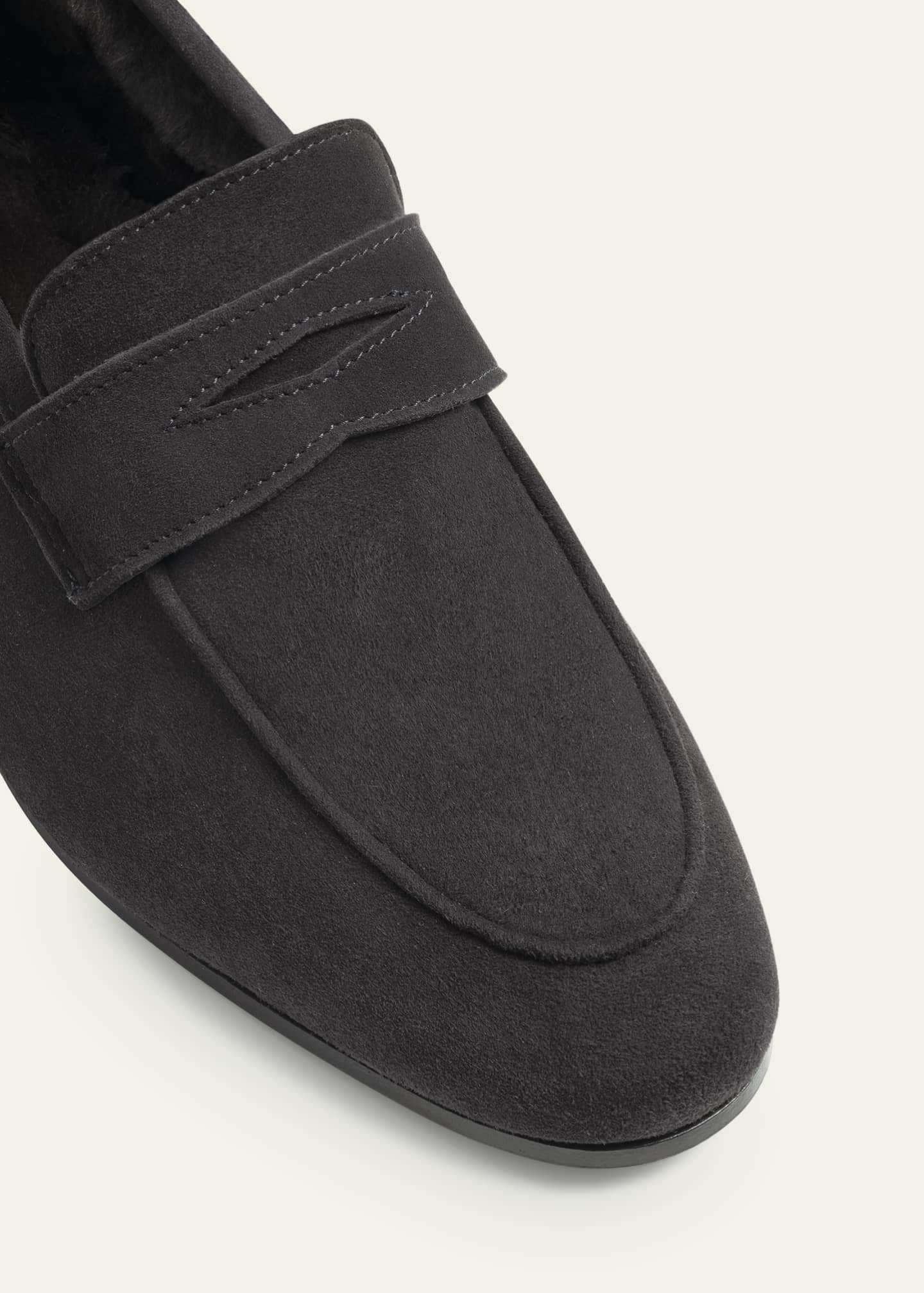Bougeotte Flaneur Suede Shearling Penny Loafers Image 3 of 3