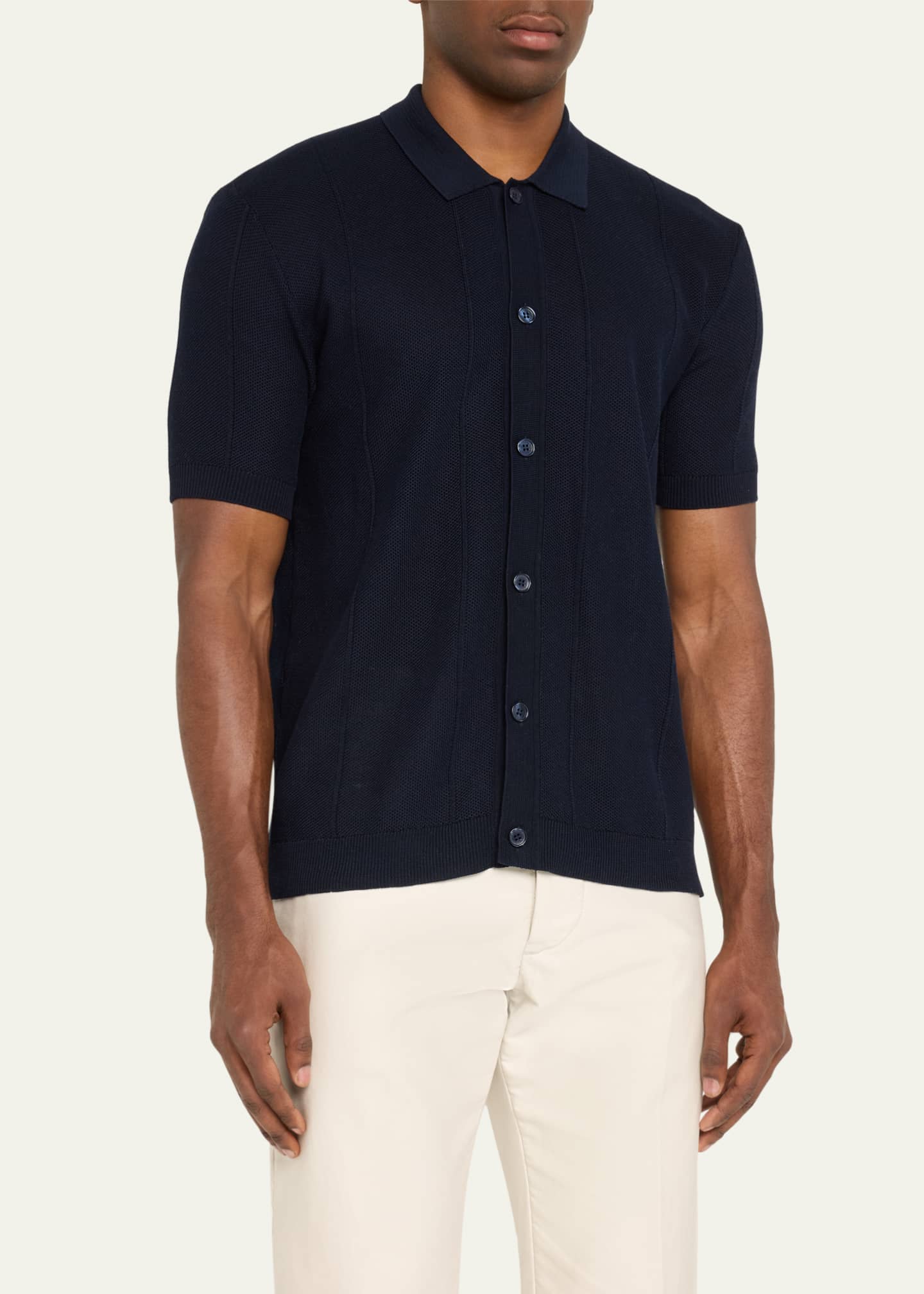 Orlebar Brown Men's Tiernan Mercerized Pique Button-Down Shirt Image 4 of 5