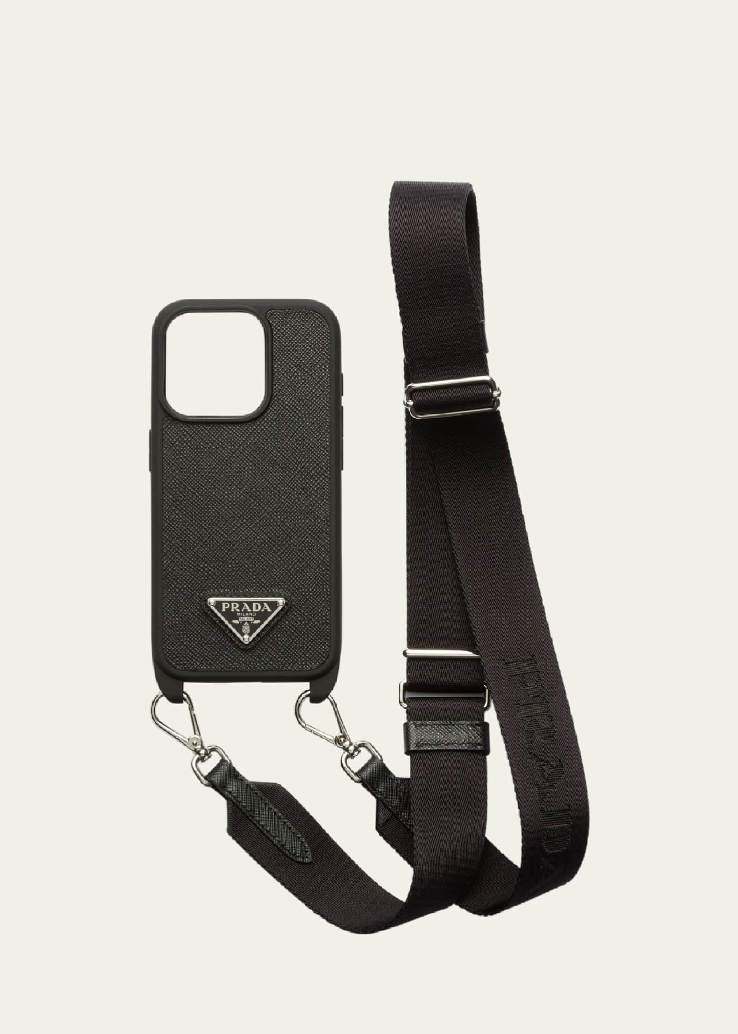 Prada iPhone 15 Pro Leather Case with Strap