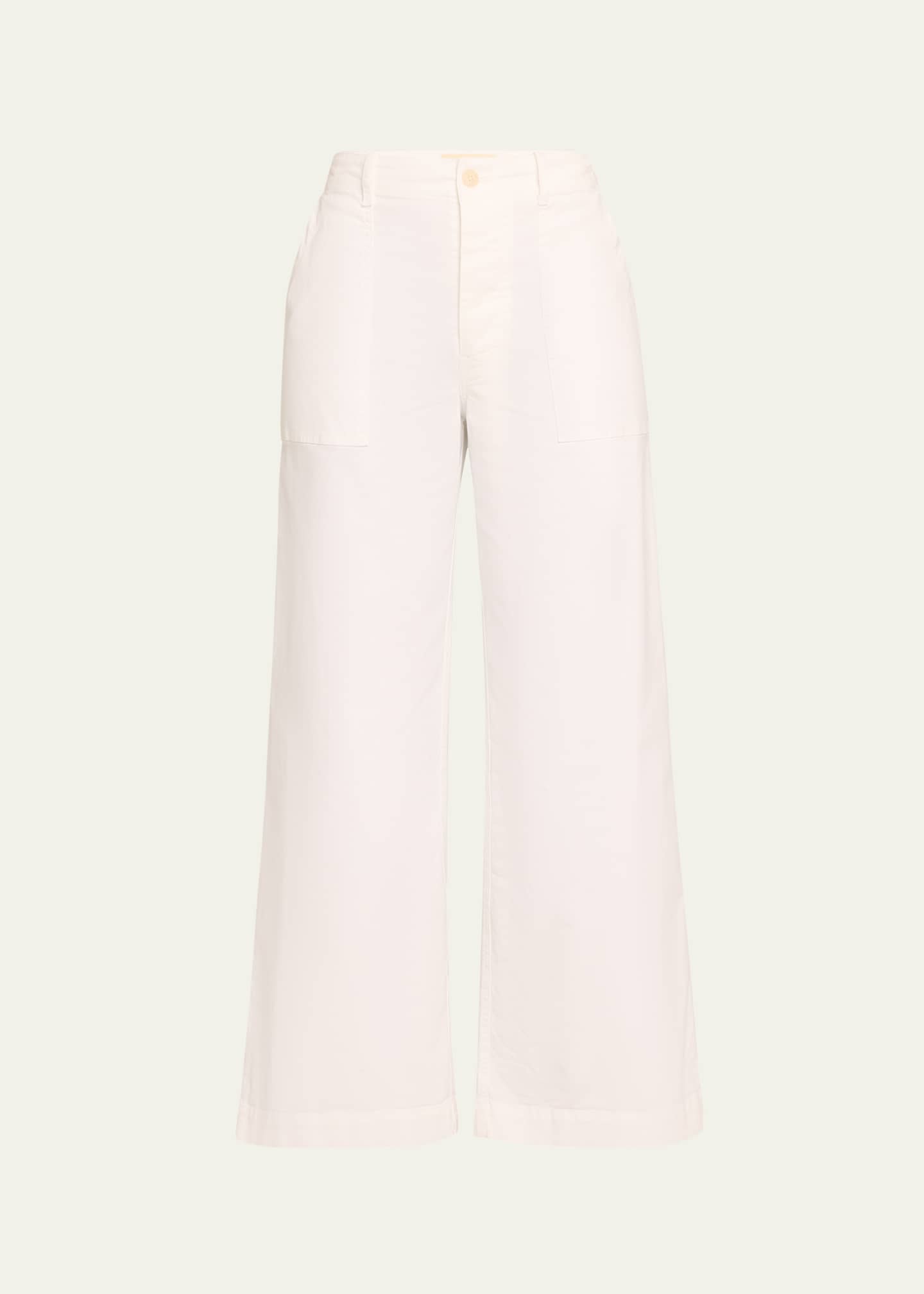 Nili Lotan Leon Wide-Leg Brushed Stretch Cotton Boy Pants Image 1 of 5