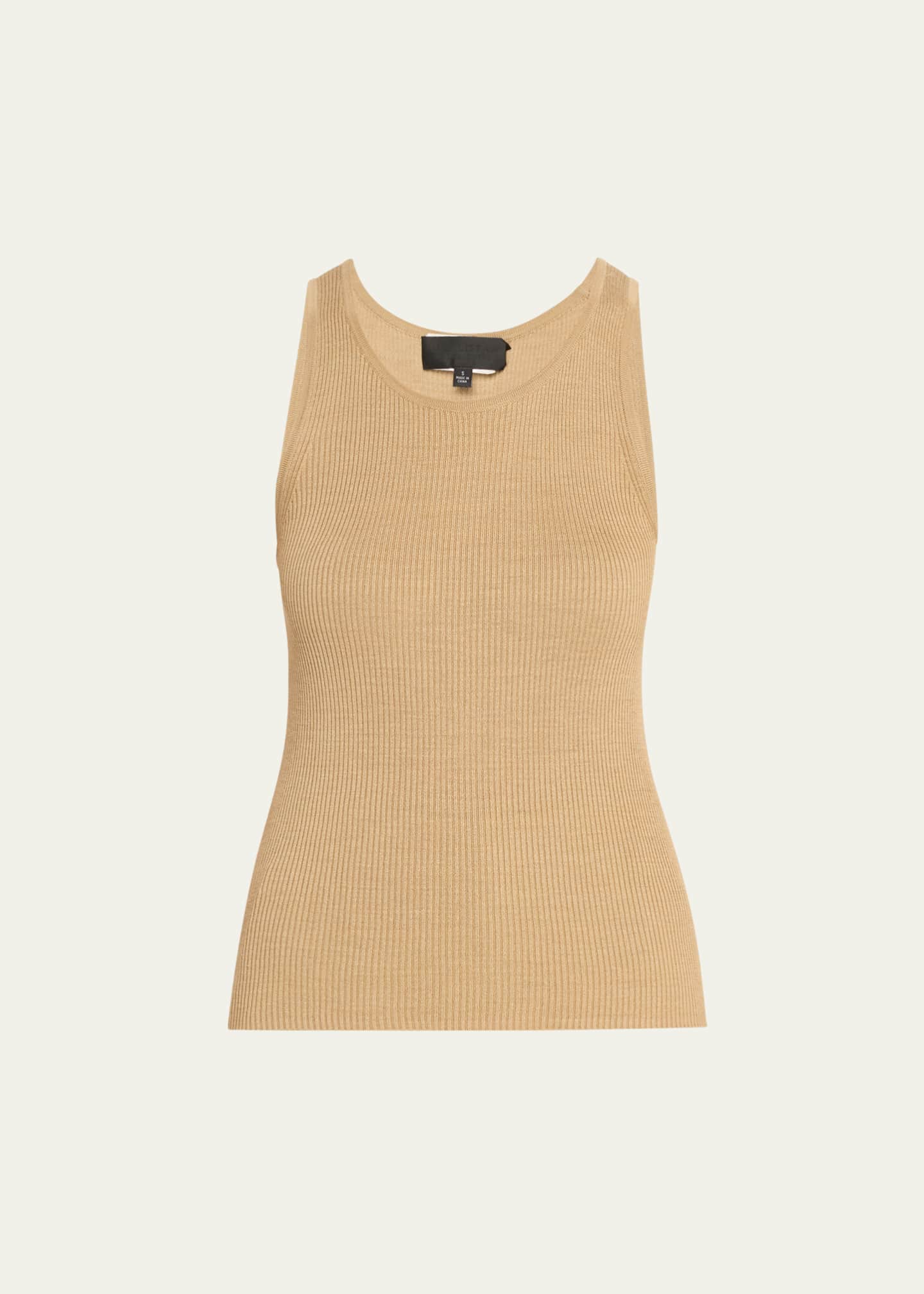 Nili Lotan Lottie Scoop-Neck Tussah Silk Rib Tank Top Image 1 of 5
