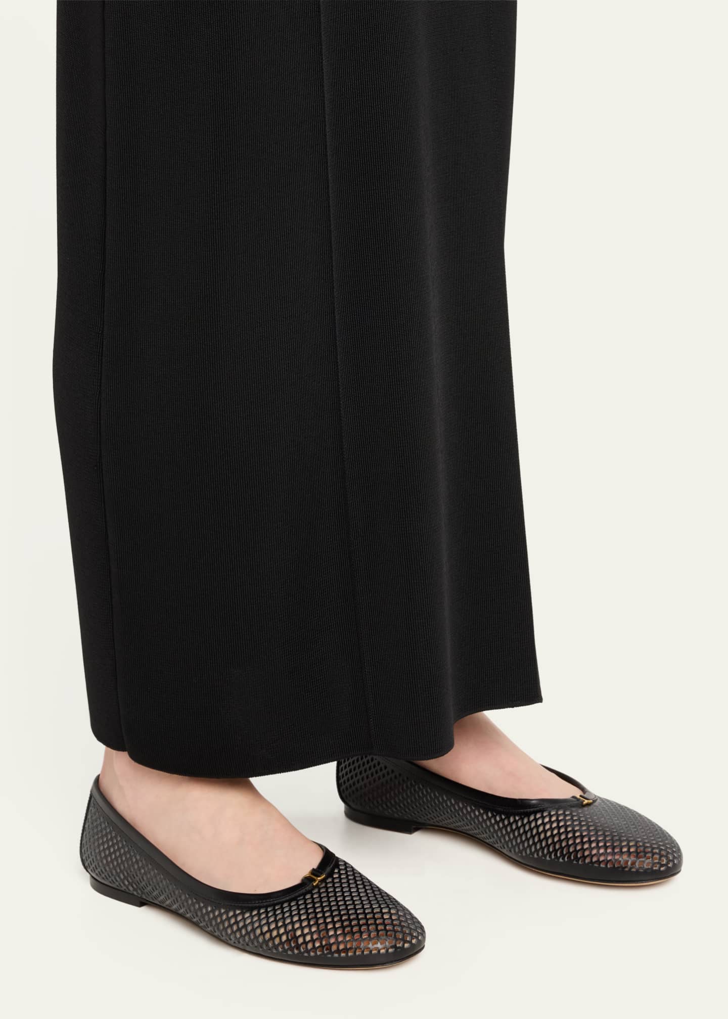 Chloe Marcie Leather Net Ballerina Flats