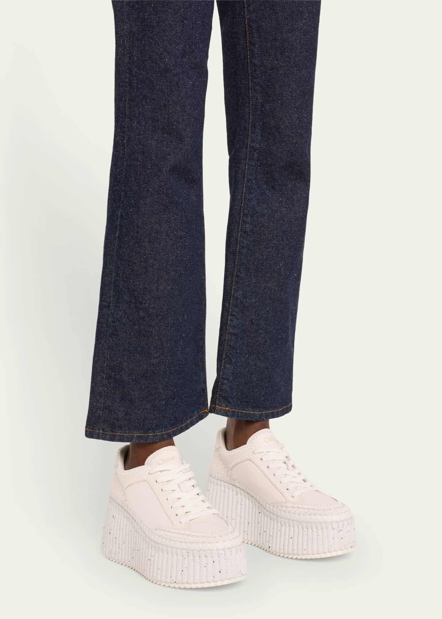 Chloe Platform Speckled Mix Leather Sneakers Image 2 of 6