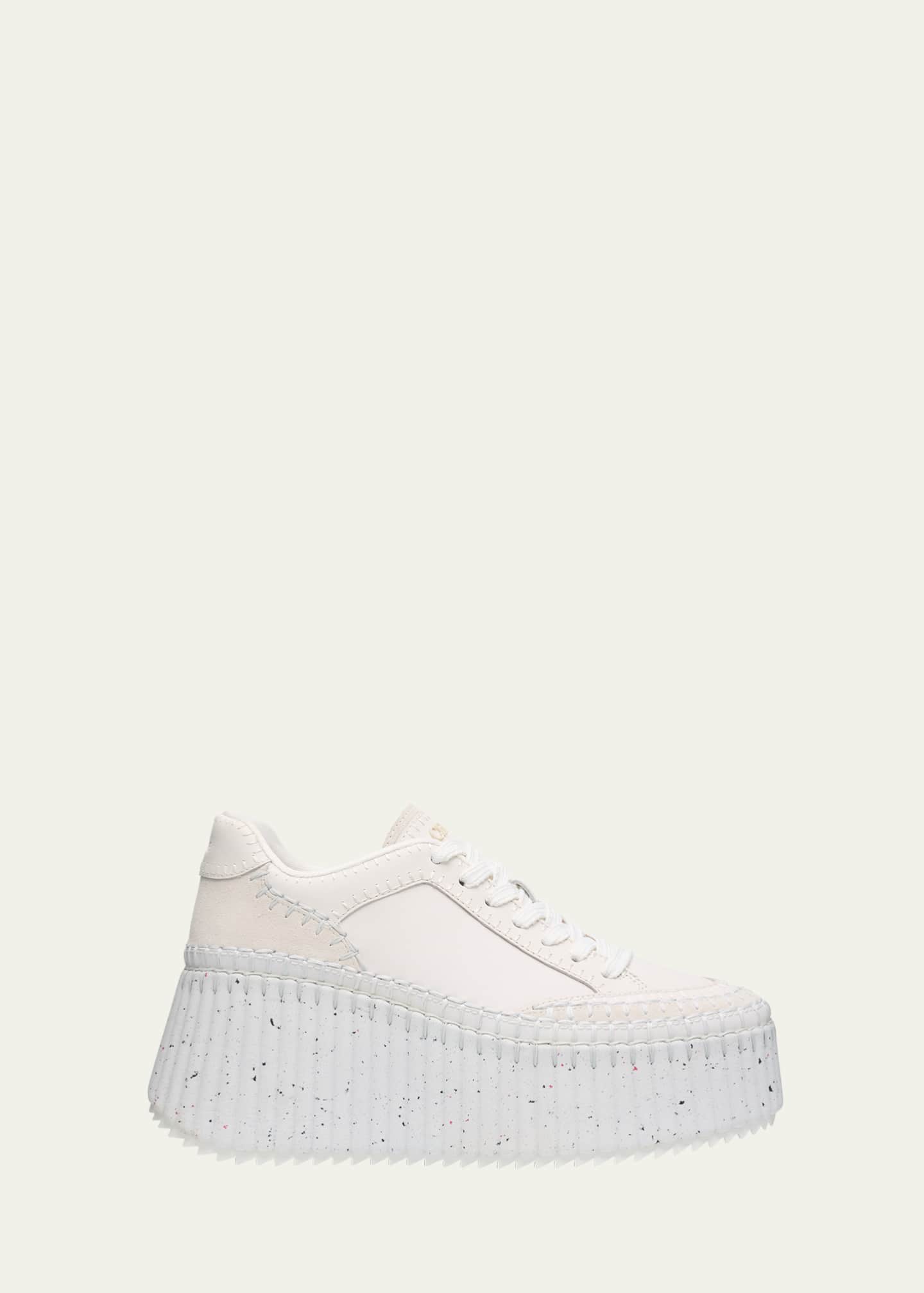Chloe Platform Speckled Mix Leather Sneakers Image 1 of 6