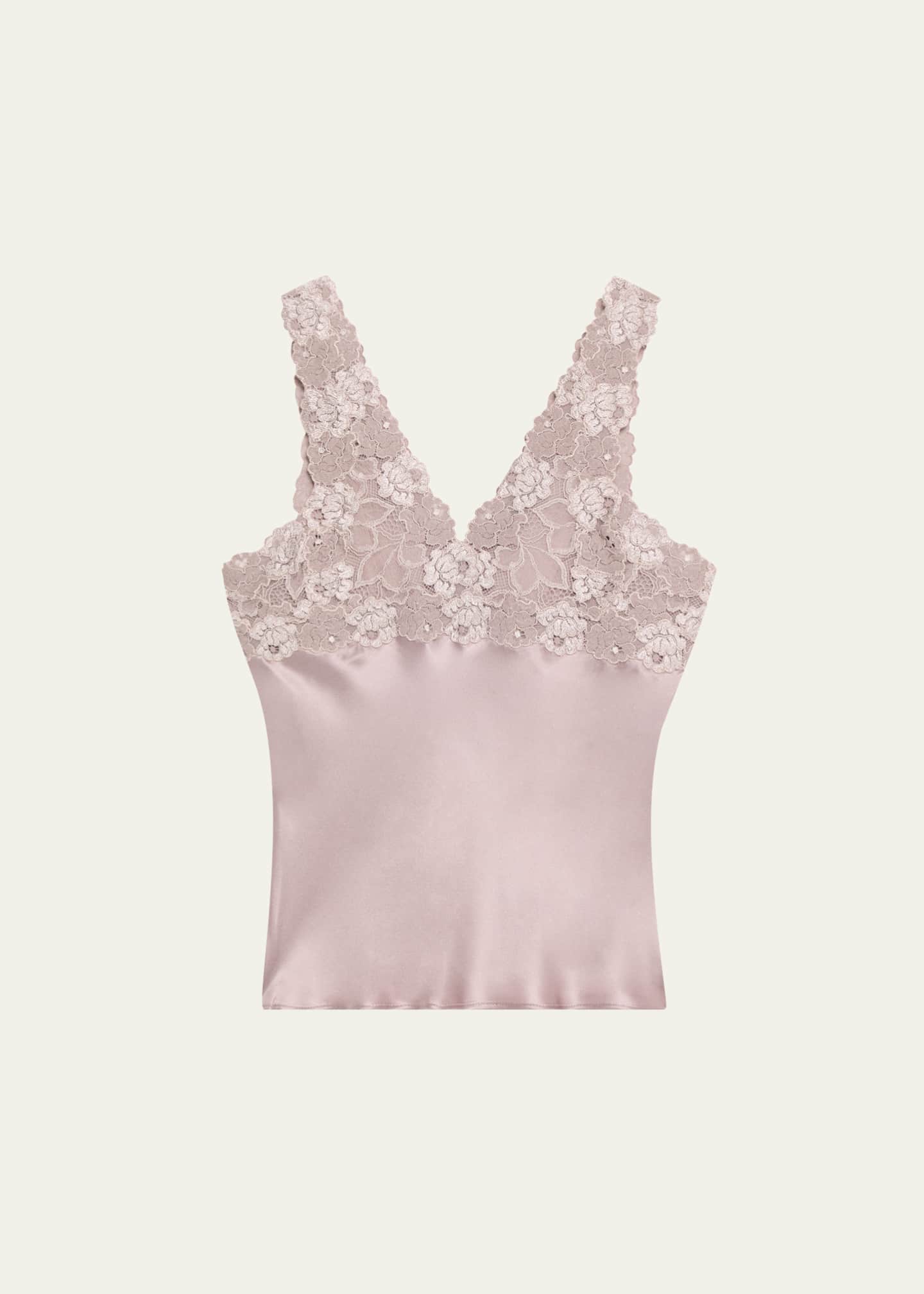 Josie Natori Rose Parfait Lace & Silk Tank - Bergdorf Goodman