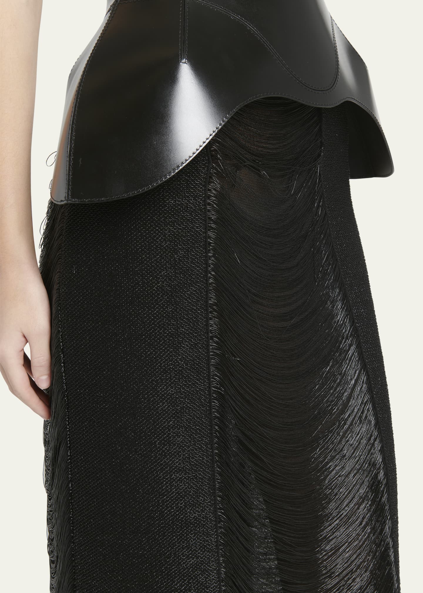Alexander McQueen fringed leather maxi skirt - Black