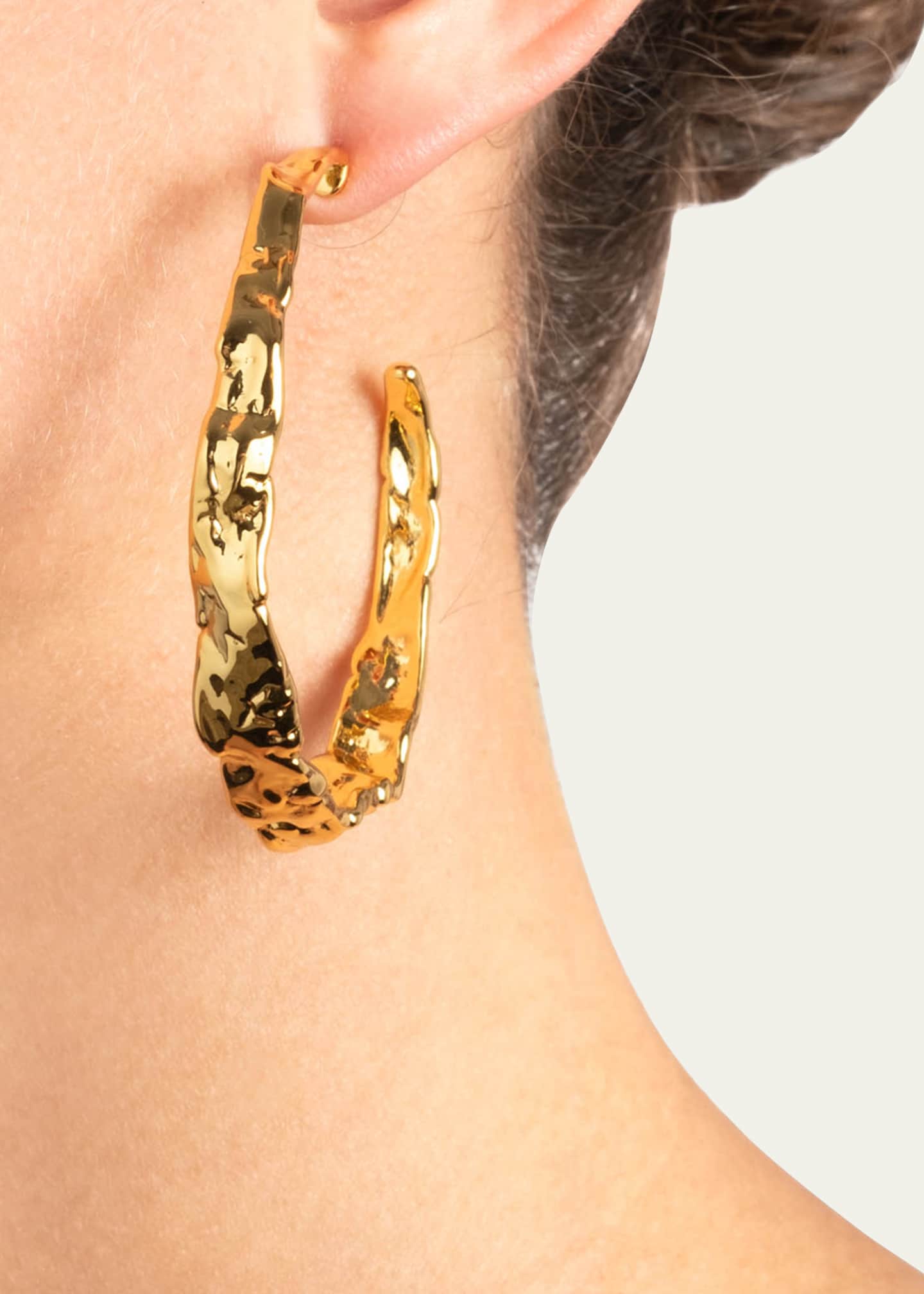 Alexis Bittar Brut Textured Gold Hoop Earrings Image 2 of 2