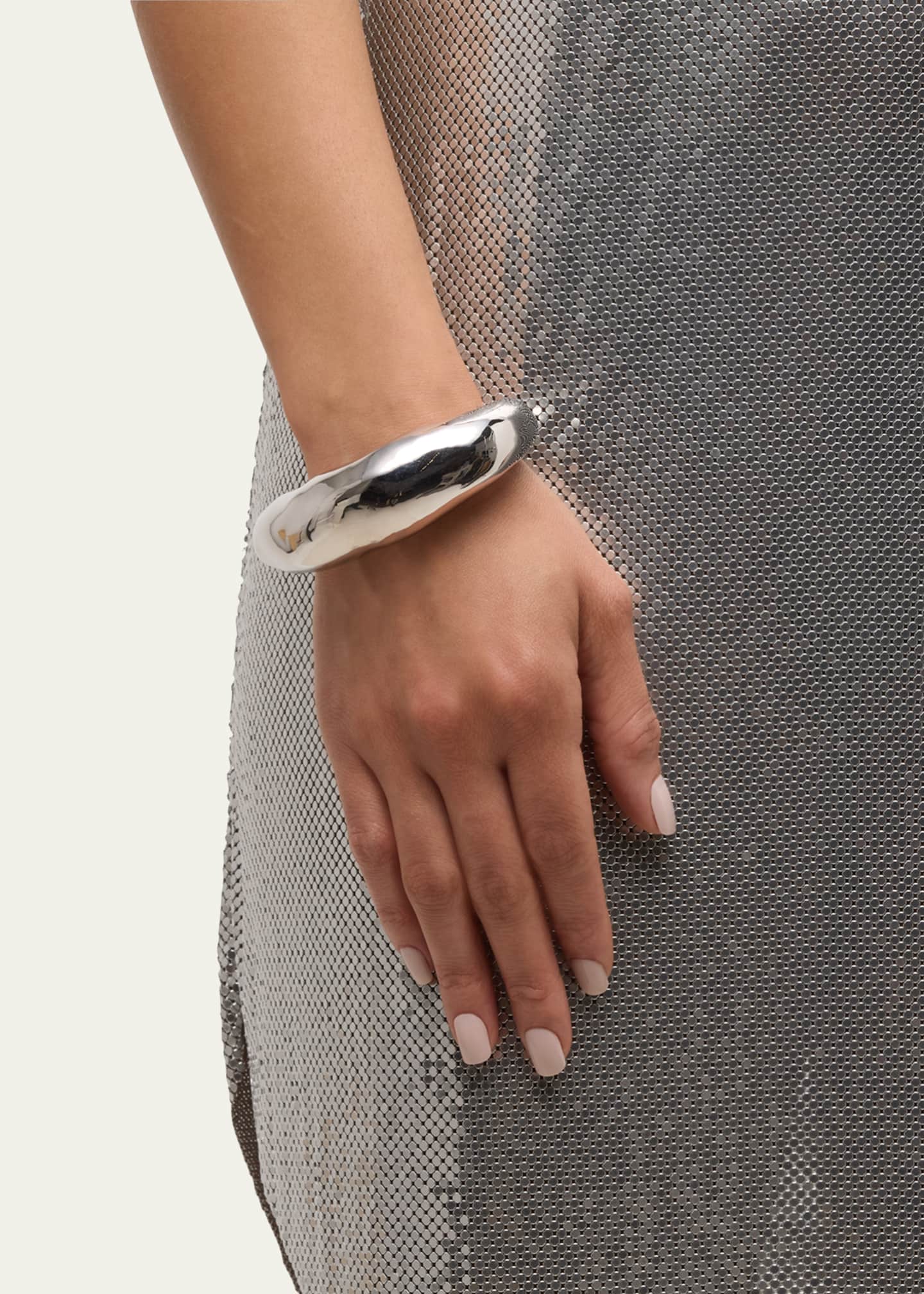 Alexis Bittar Large Molten Silver-Tone Hinged Cuff Bracelet Image 2 of 5