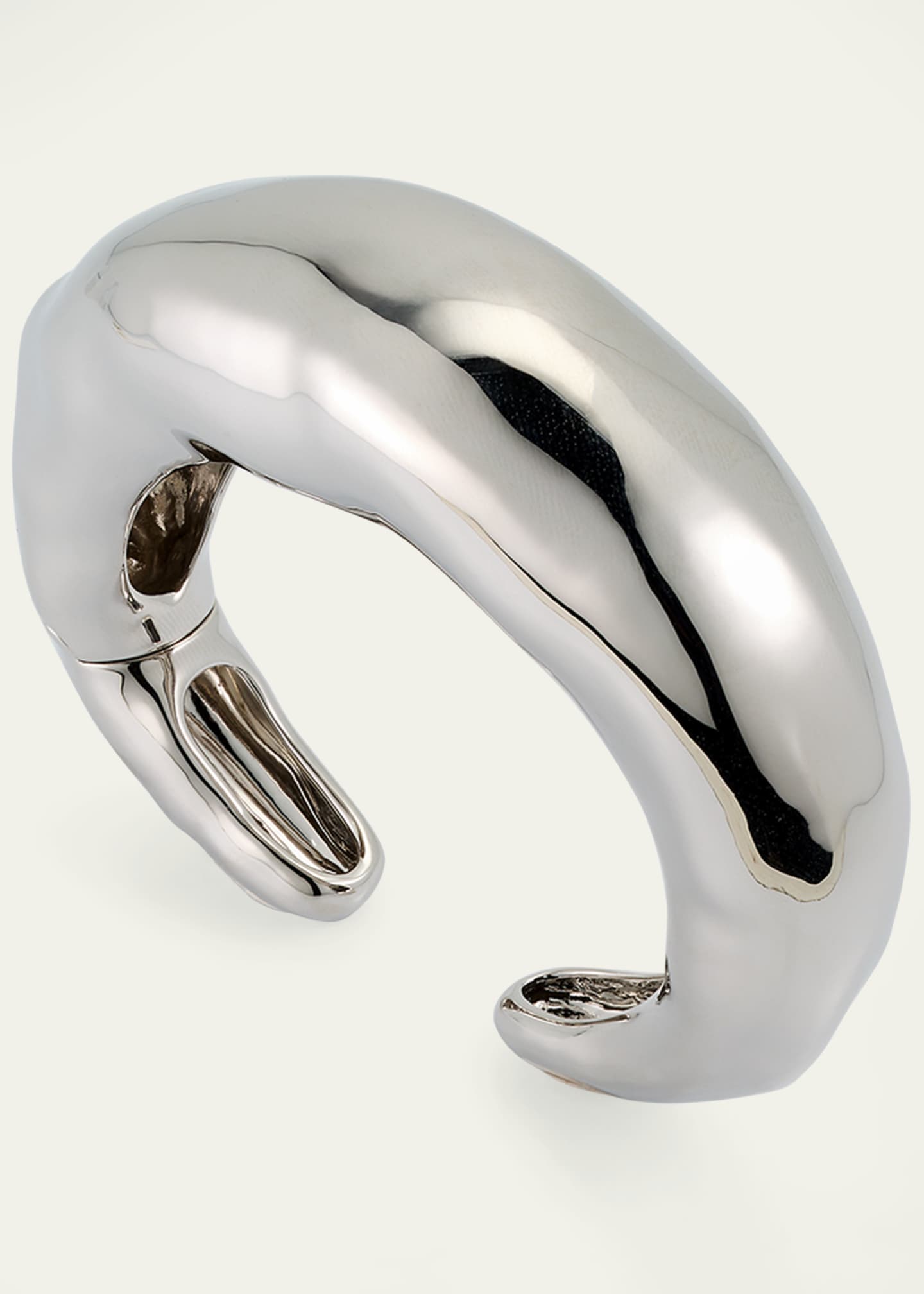 Alexis Bittar Large Molten Silver-Tone Hinged Cuff Bracelet Image 3 of 5