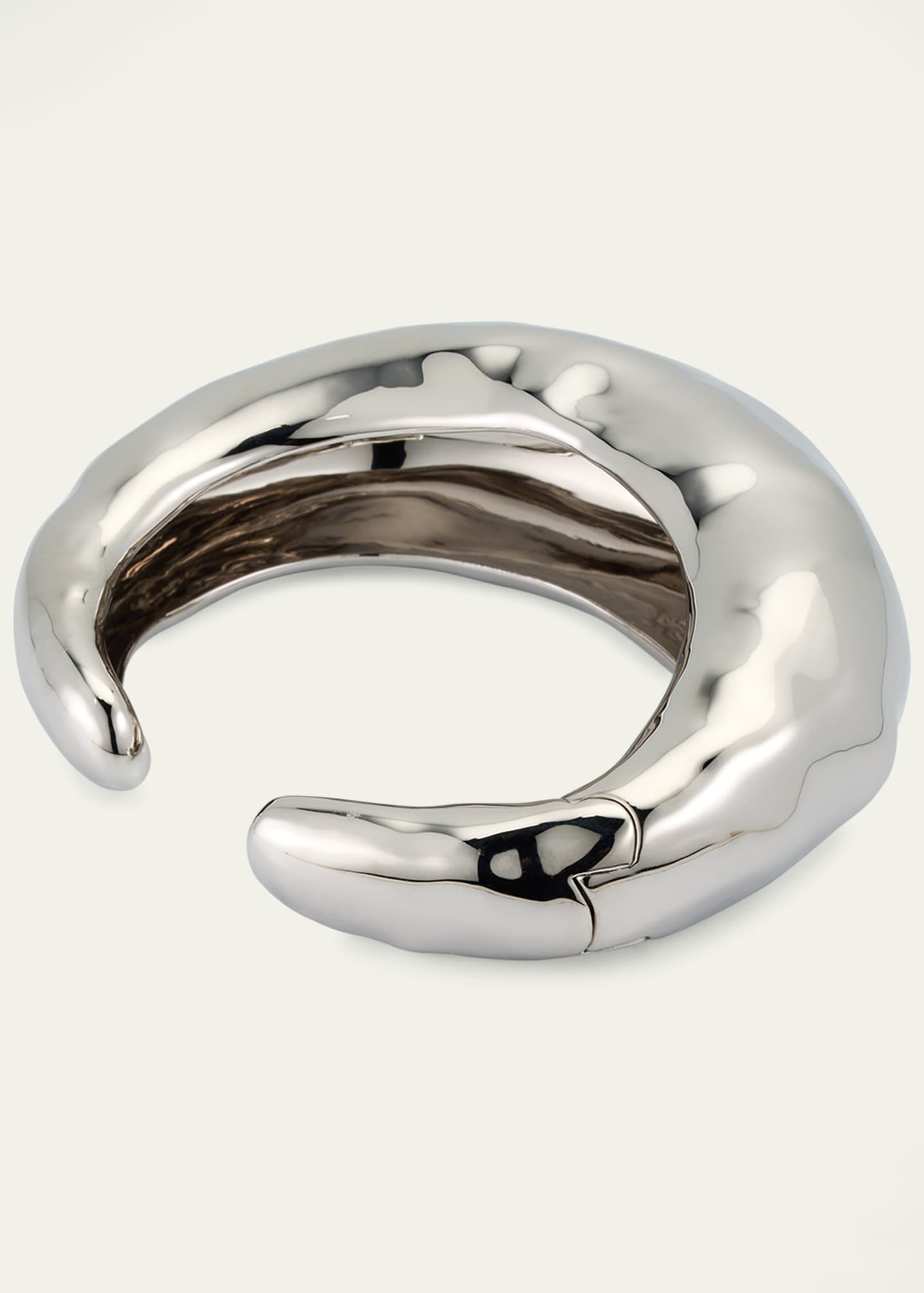 Alexis Bittar Large Molten Silver-Tone Hinged Cuff Bracelet Image 4 of 5