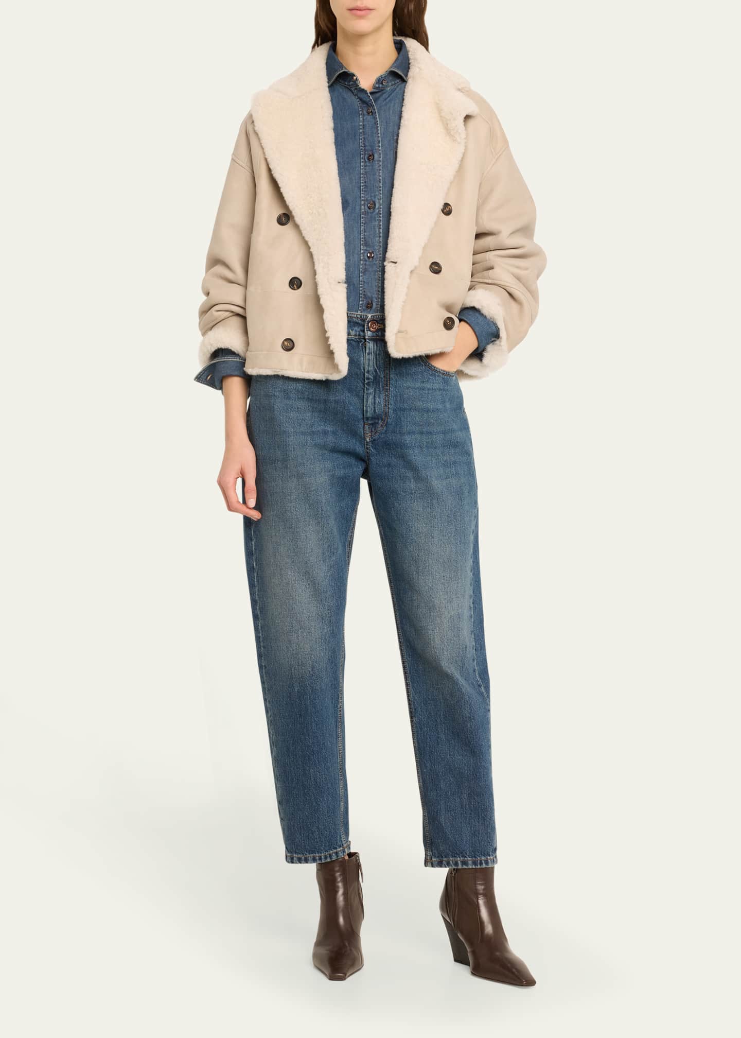 Brunello Cucinelli Reversible Suede To Shearling Short