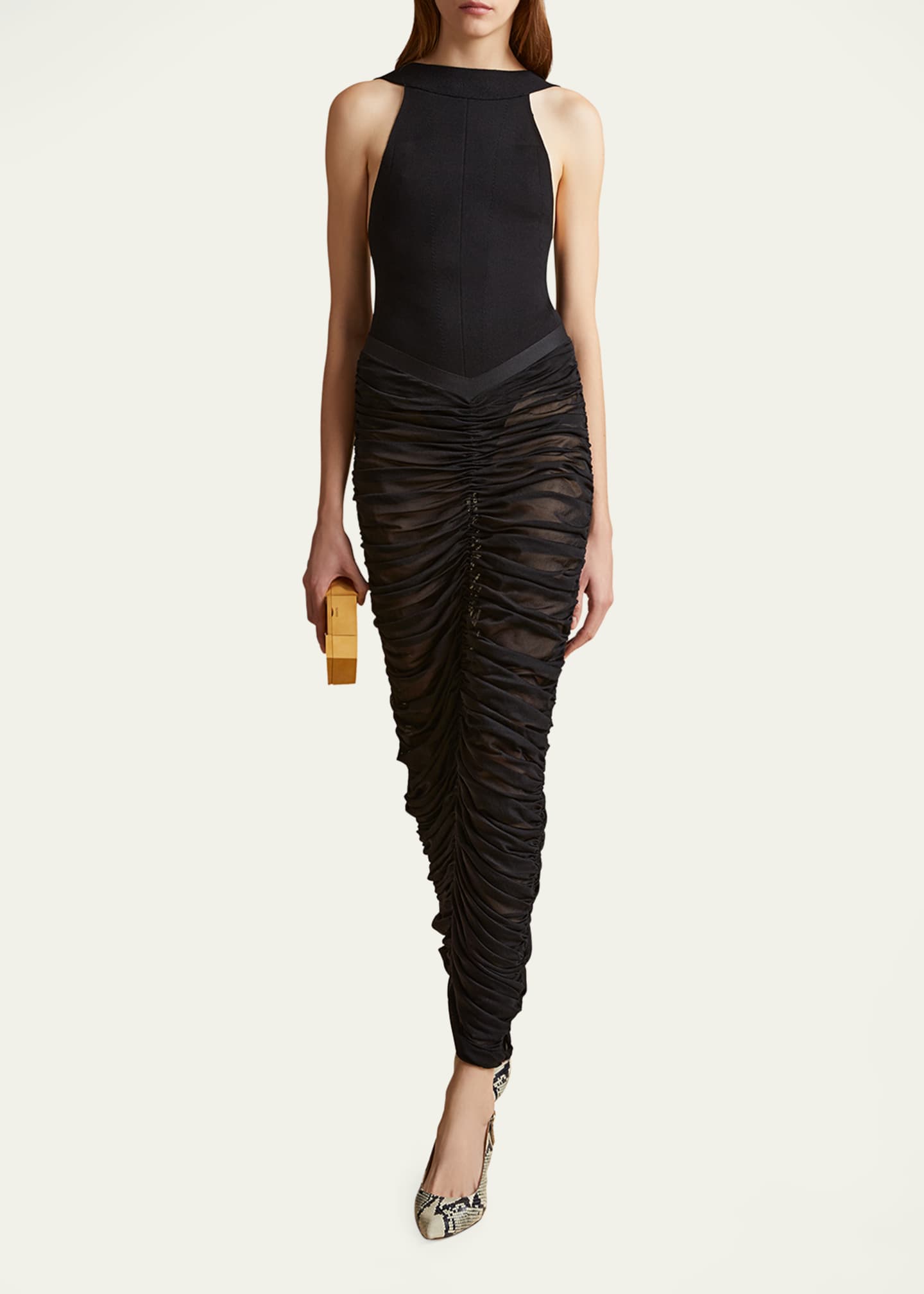 Khaite Laure Ruched Pencil Skirt Image 2 of 5