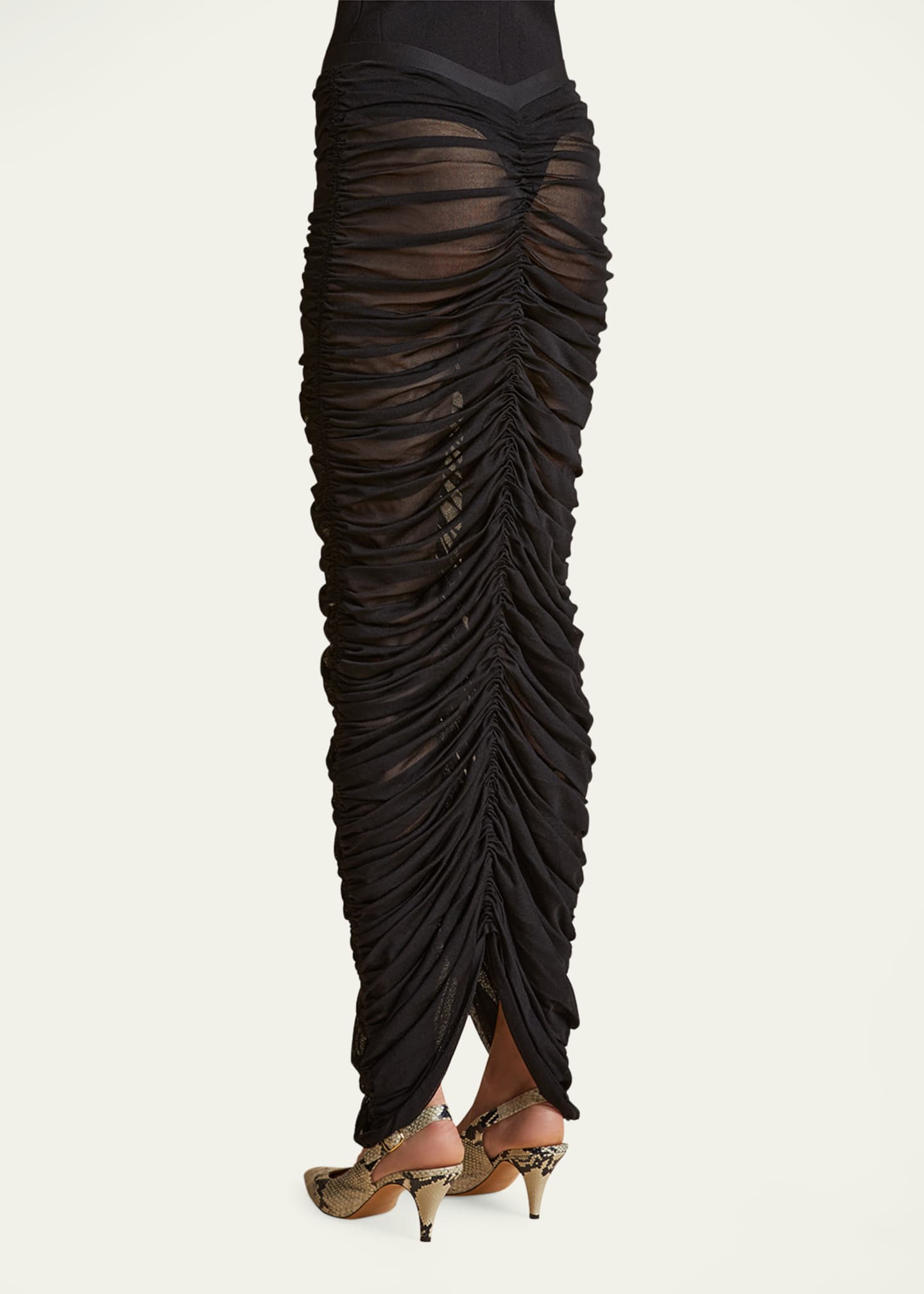 Khaite Laure Ruched Pencil Skirt Image 3 of 5
