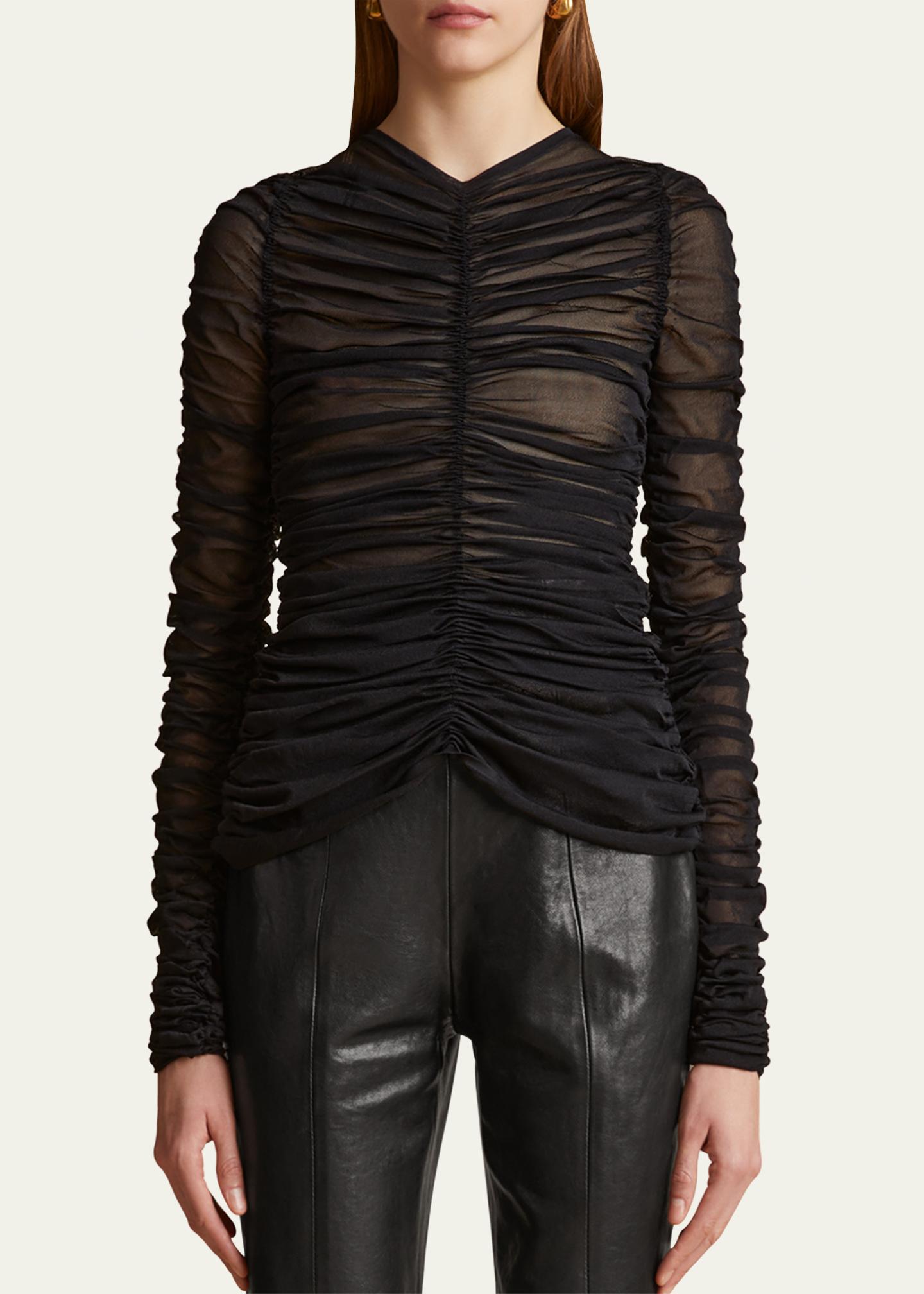 Khaite Haven Slim Ruched Top - Bergdorf Goodman