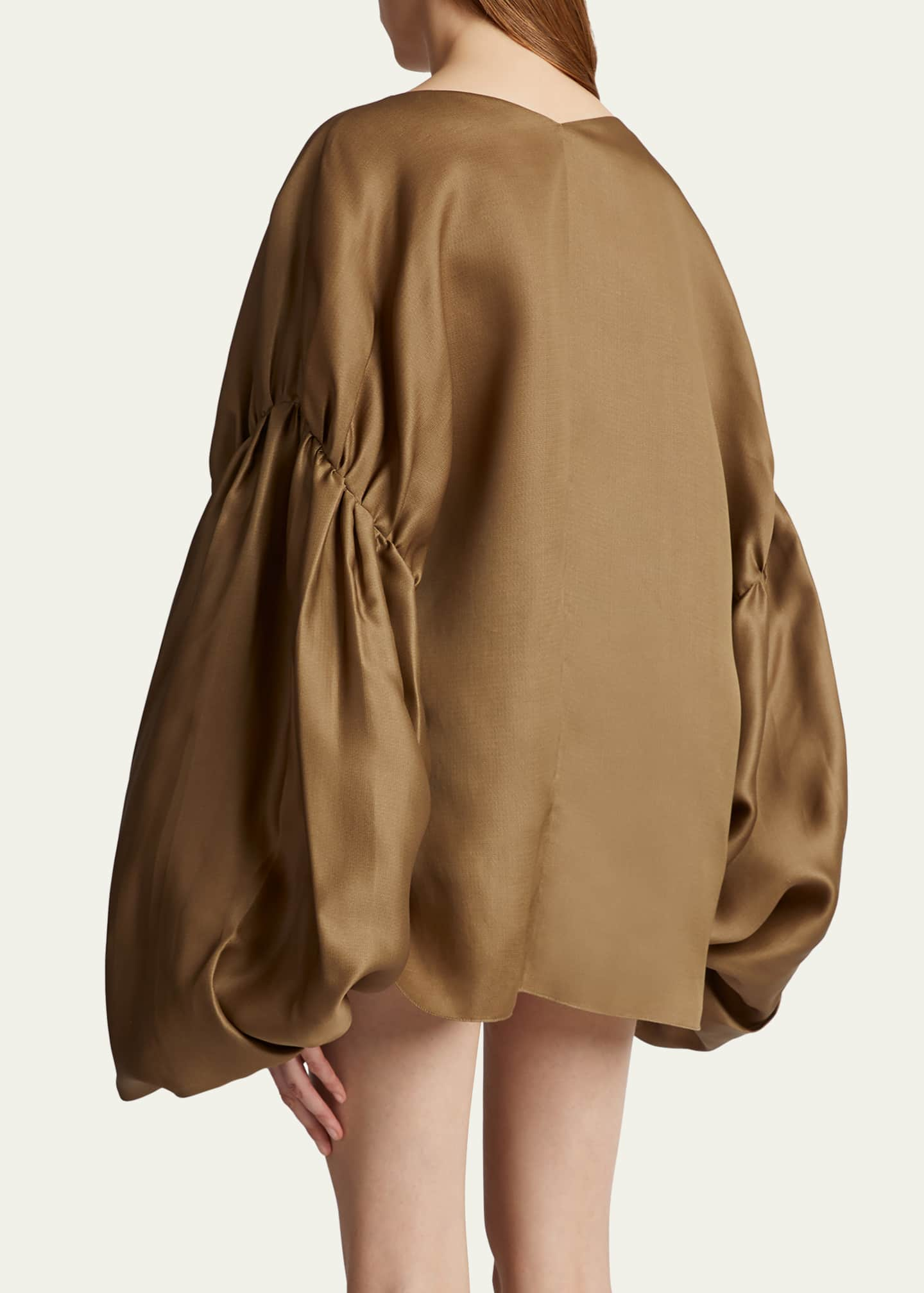 Khaite Quico Balloon-Sleeve Oversized Silk Blouse