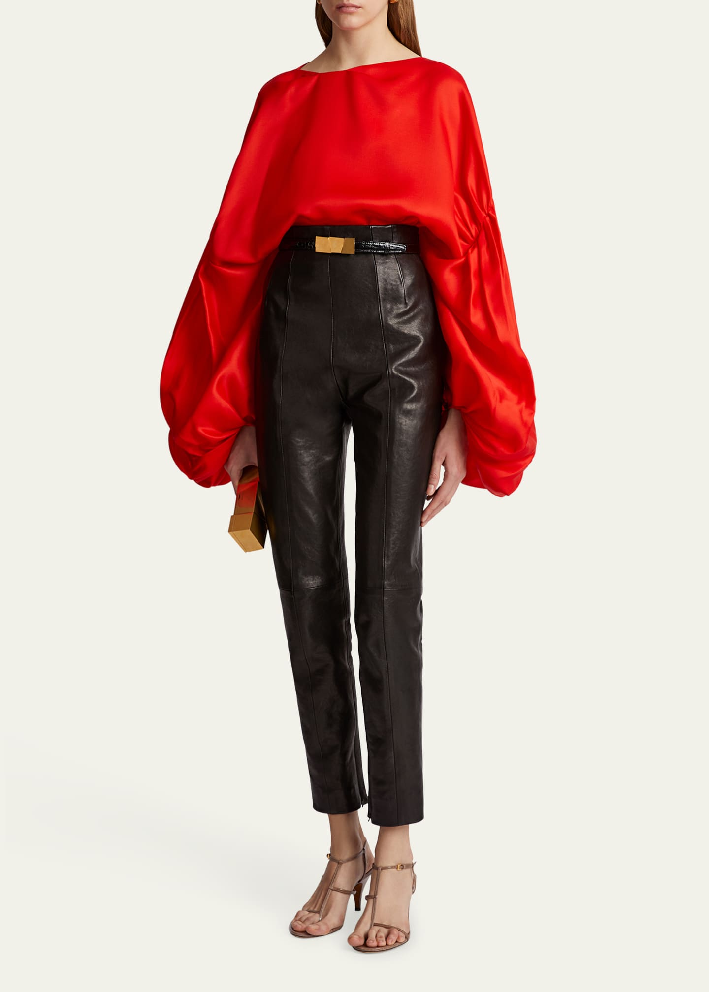 Khaite Quico Balloon-Sleeve Oversized Silk Blouse - Bergdorf
