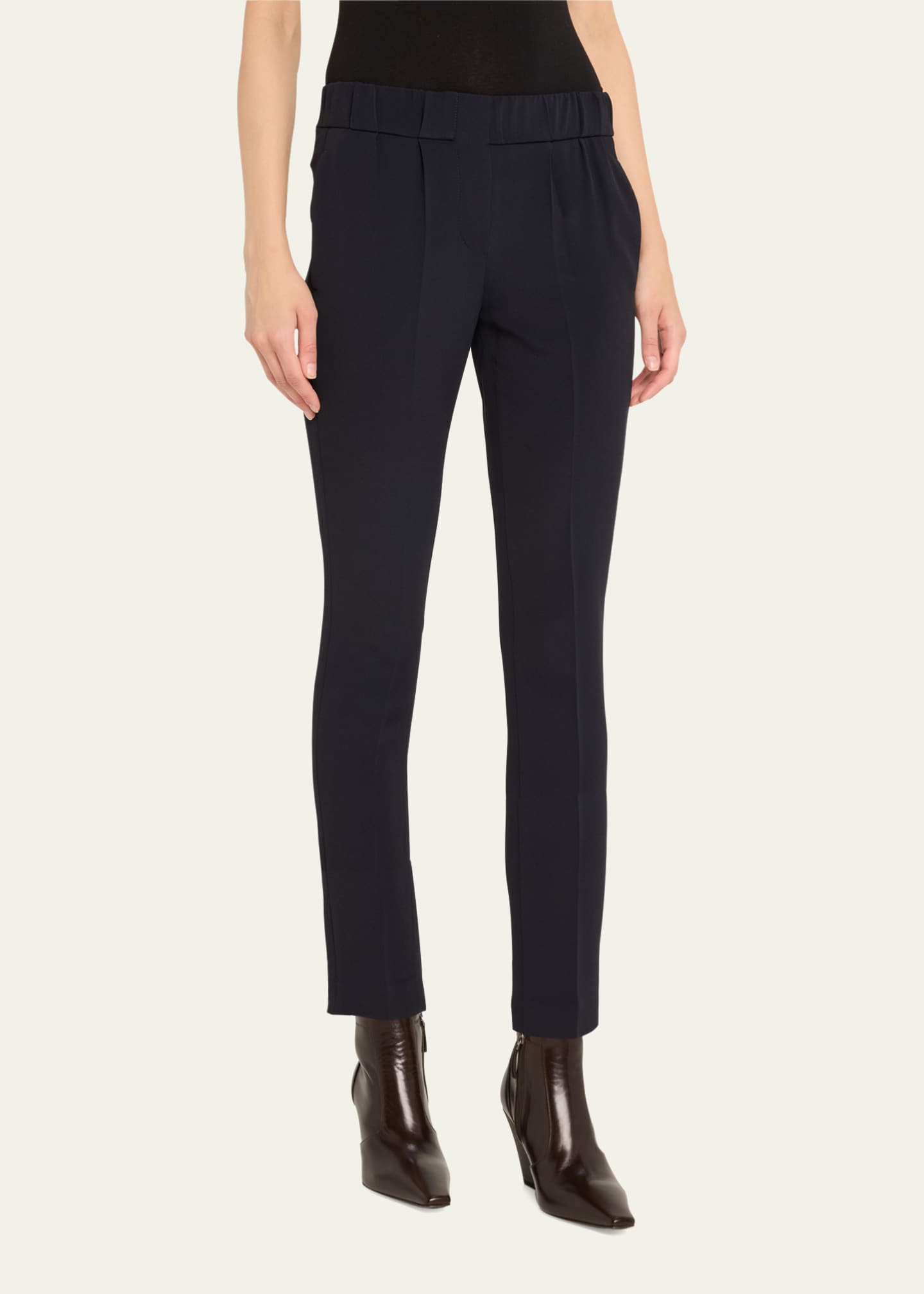 パンツ BRUNELLO CUCINELLI BLACK SILK PANTS Silk-blend cropped pants in black - Brunello Cucinelli