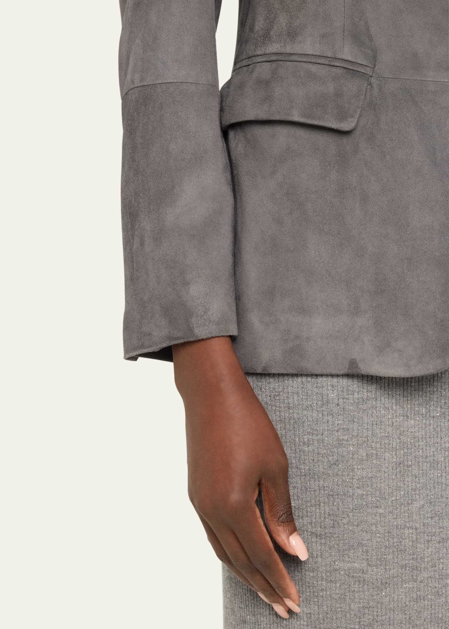 Brunello Cucinelli Suede One-Button Jacket Image 5 of 5