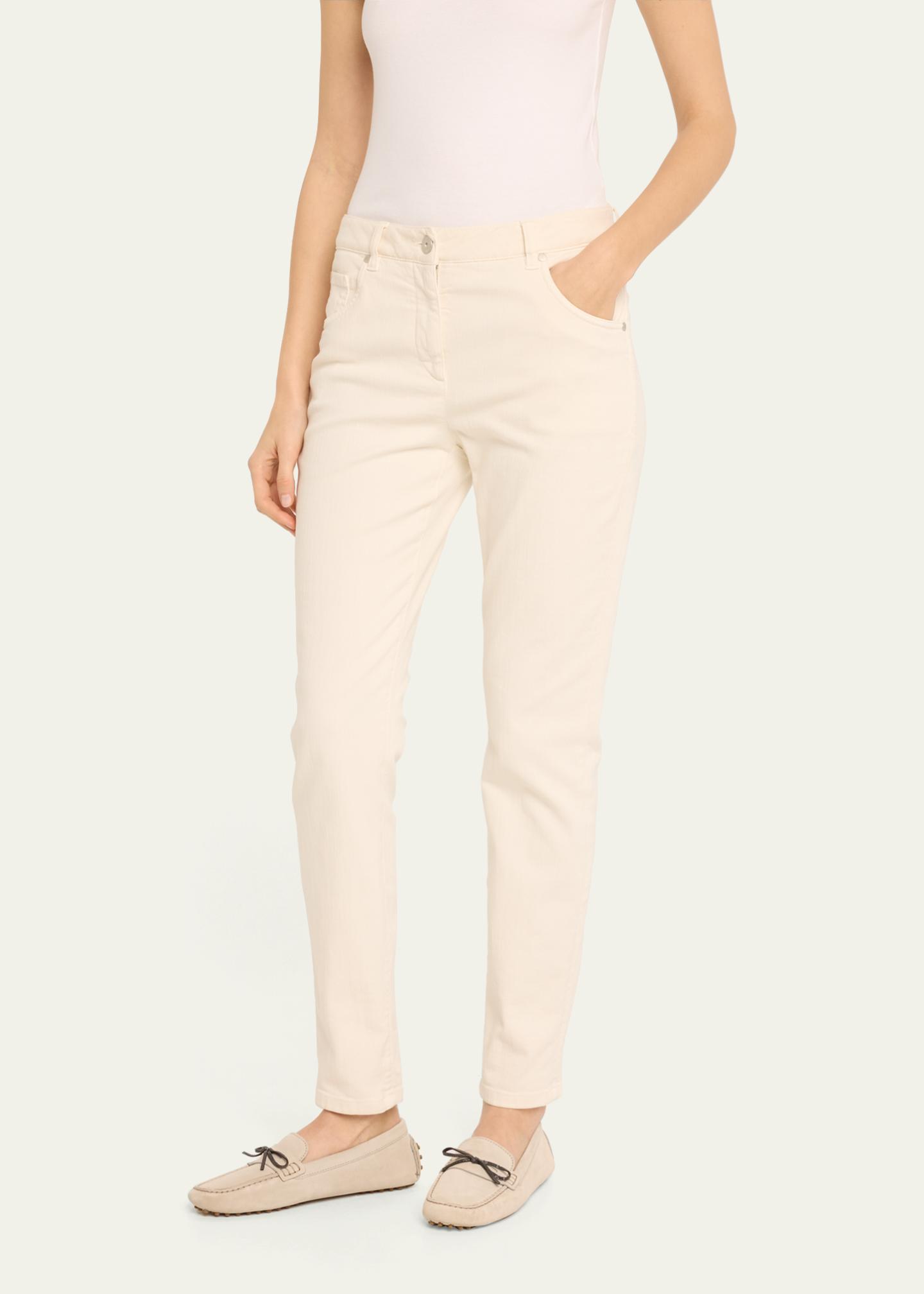 Pantalon Skinny En Cuir Brunello Cucinelli - Beige - Taille 42 (6 US) - NEUF Avec Étiquettes