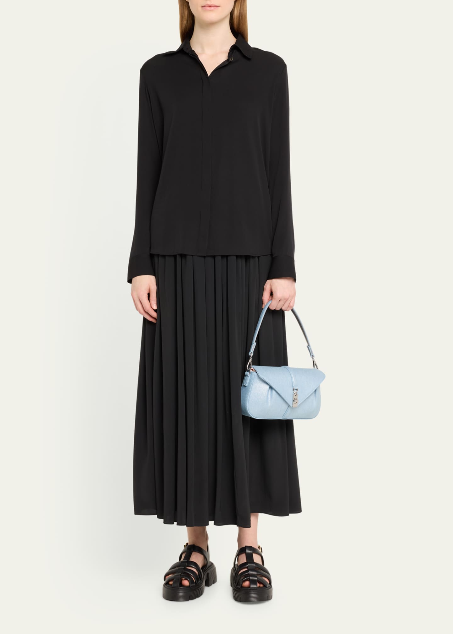 Stuart Weitzman Milan Metallic Denim Shoulder Bag Bergdorf Goodman