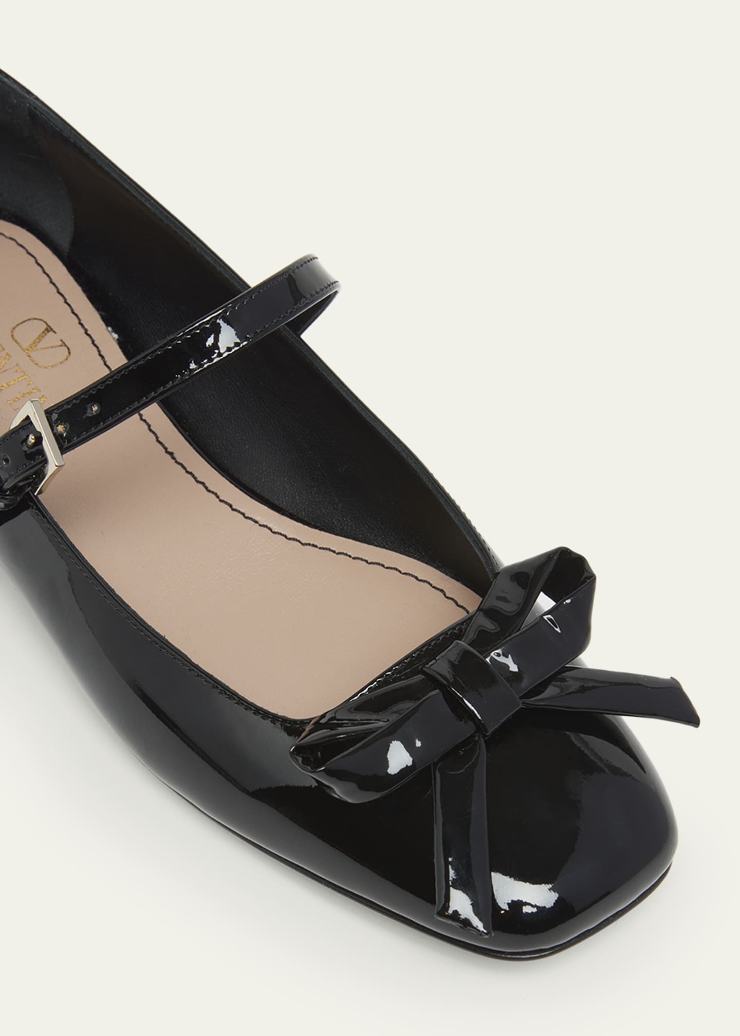 Valentino Garavani Romance Patent Bow Mary Jane Ballerina Flats Image 5 of 5