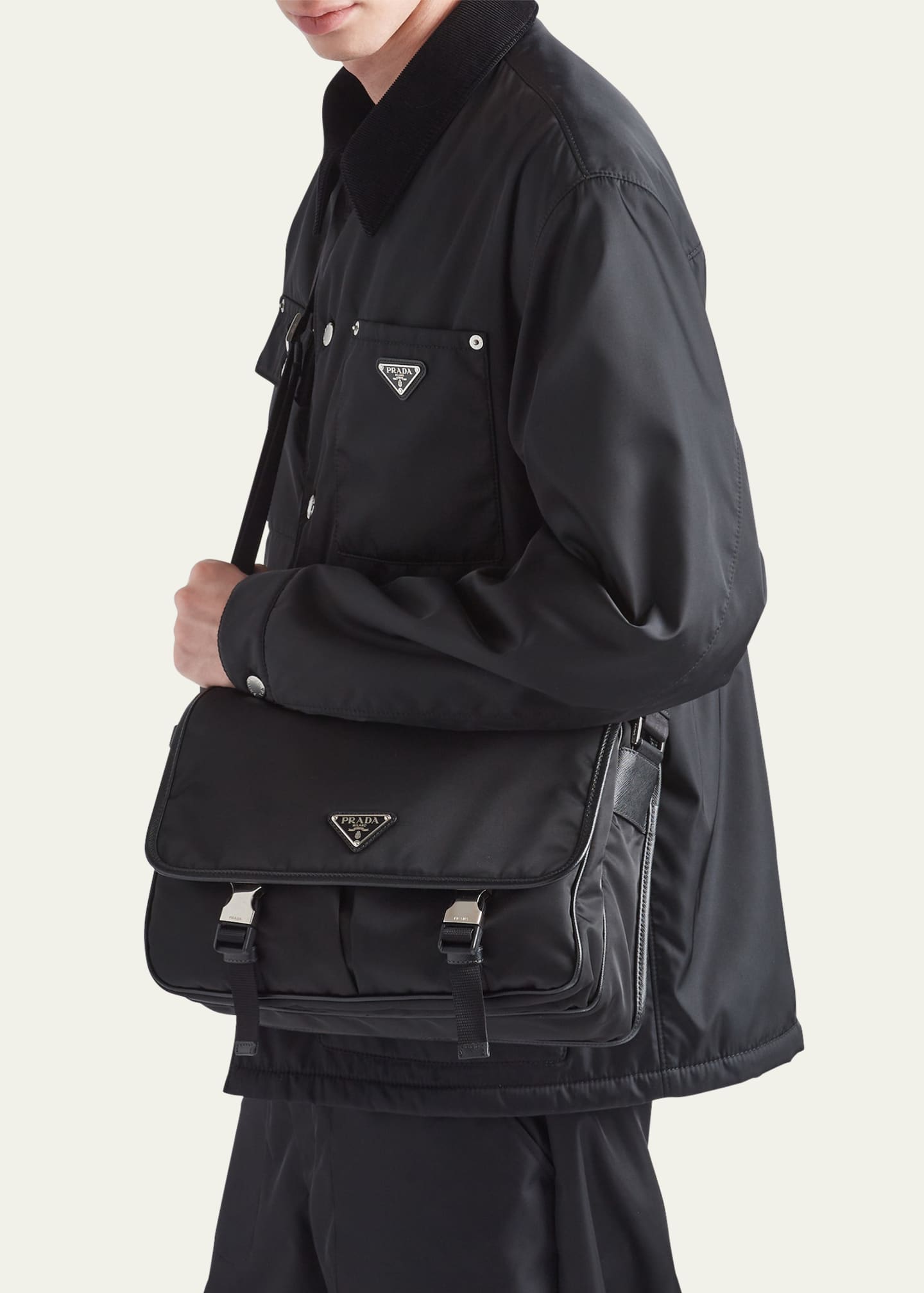 Prada Men's Nylon and Leather Crossbody Bag Image 2 of 5