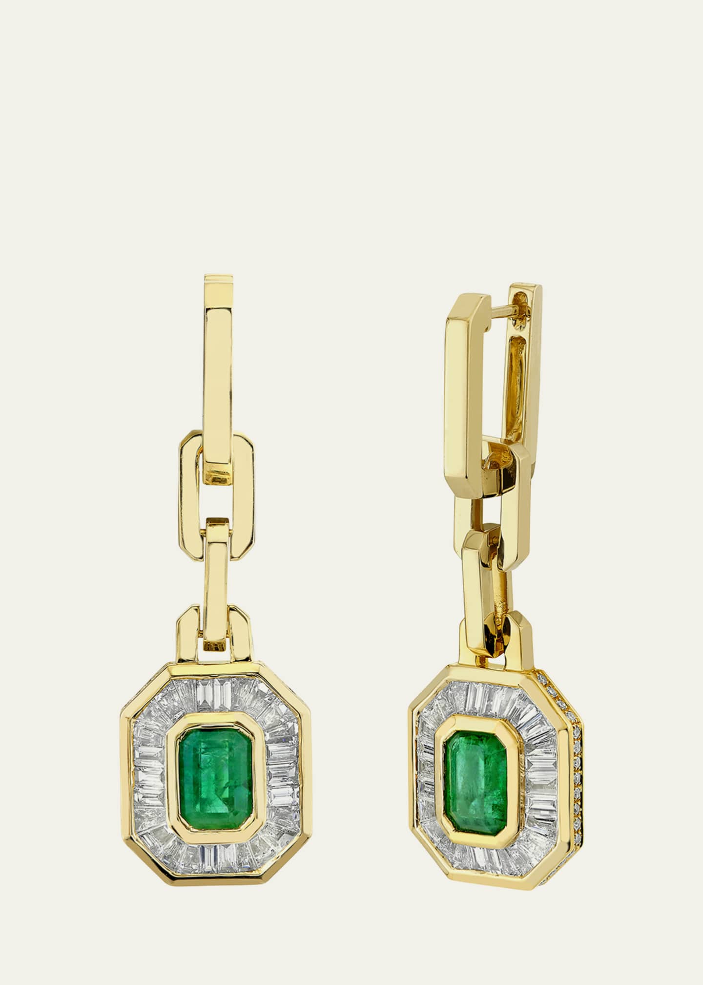 SHAY 18K Emerald and Diamond Halo Mini Deco Drop Earrings