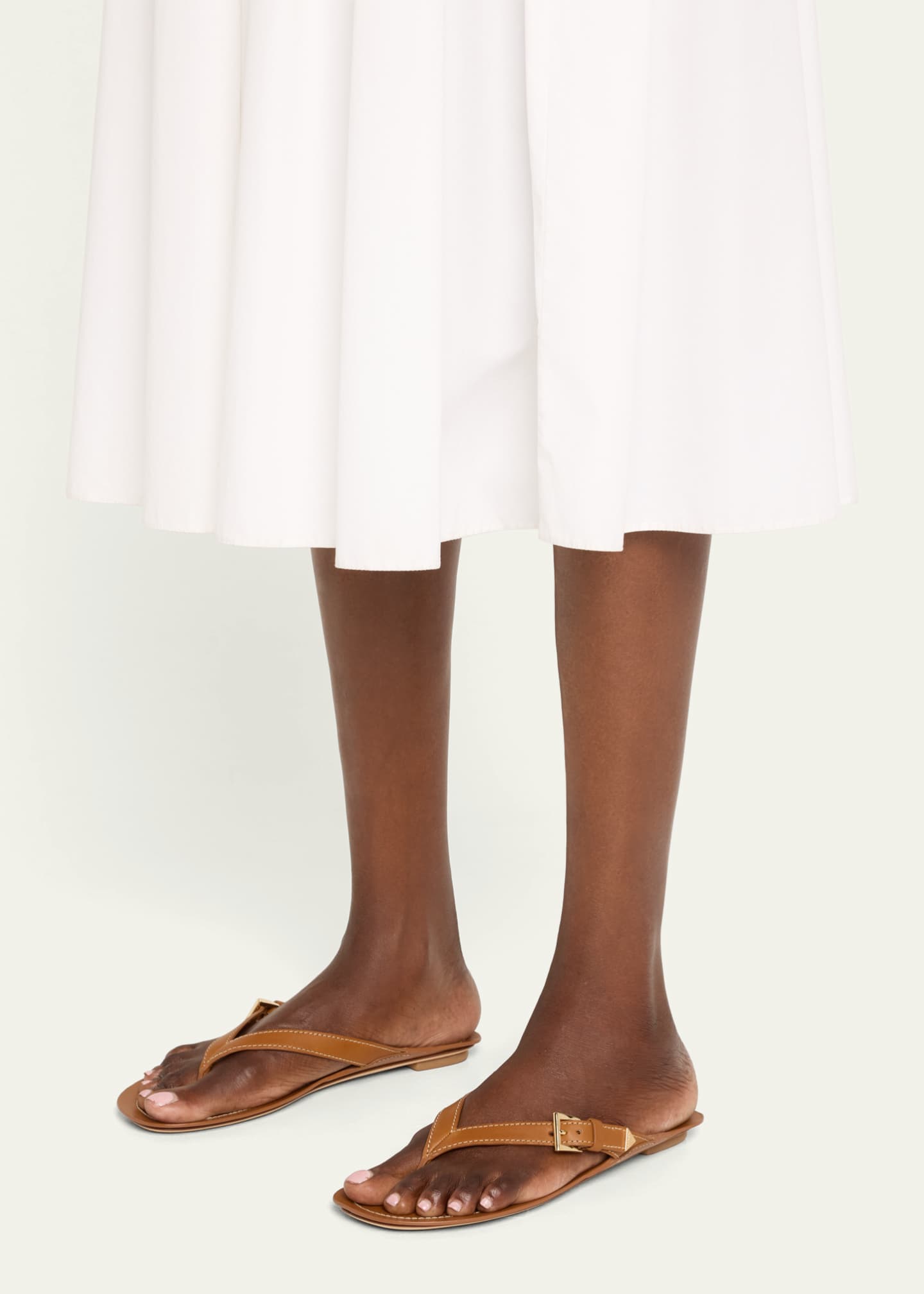 Calfskin Buckle Flat Thong Sandals