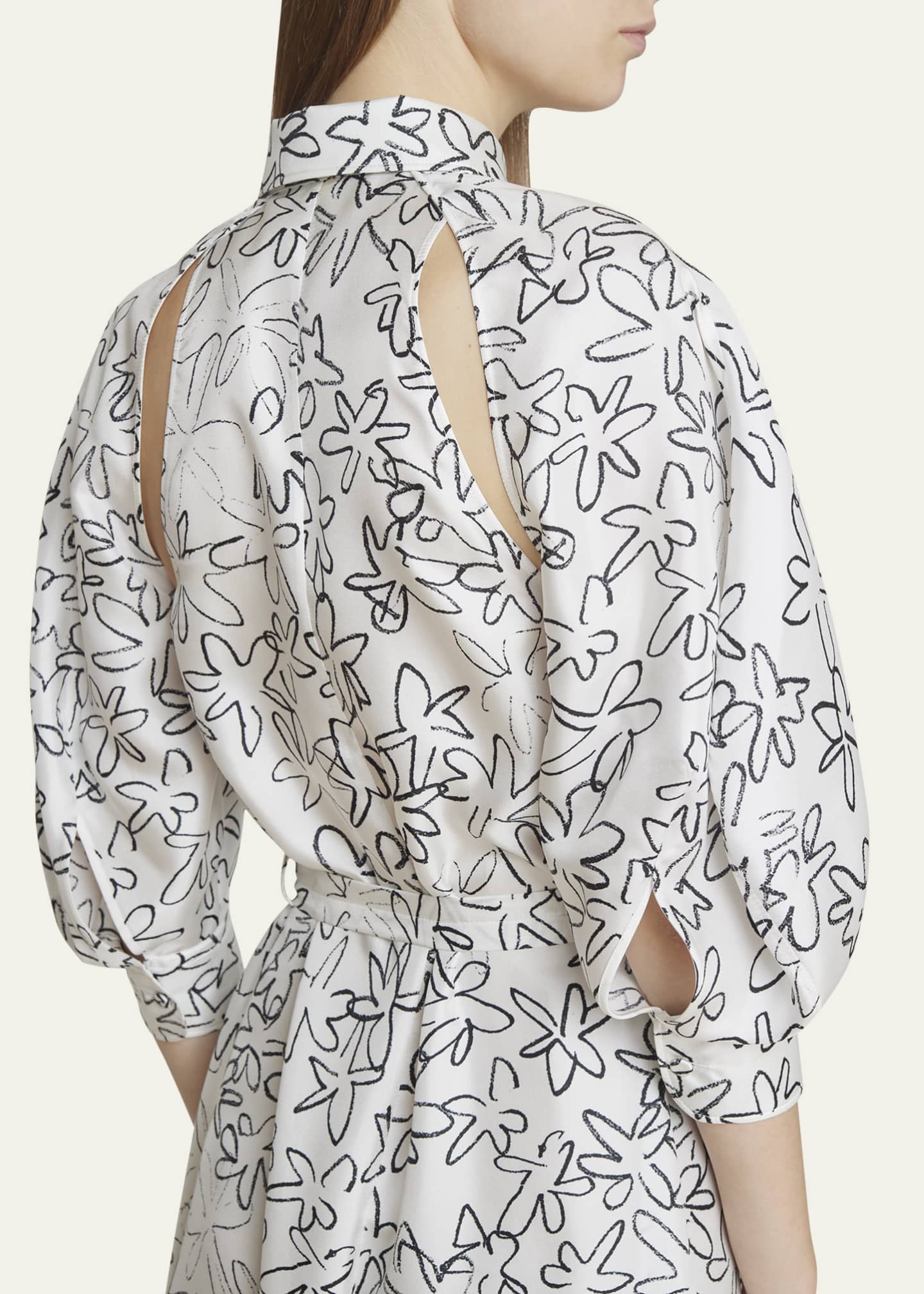 Chloe Floral-Print Cutout Midi Silk Shirt Dress - Bergdorf Goodman