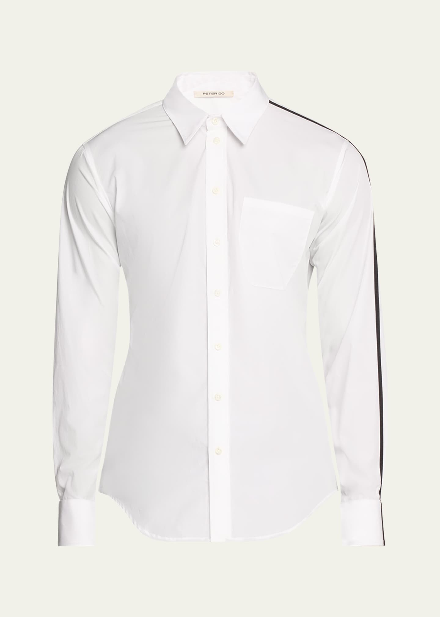 Peter Do Men's Contrast Stripe Button-Down Office Shirt Image 1 of 5