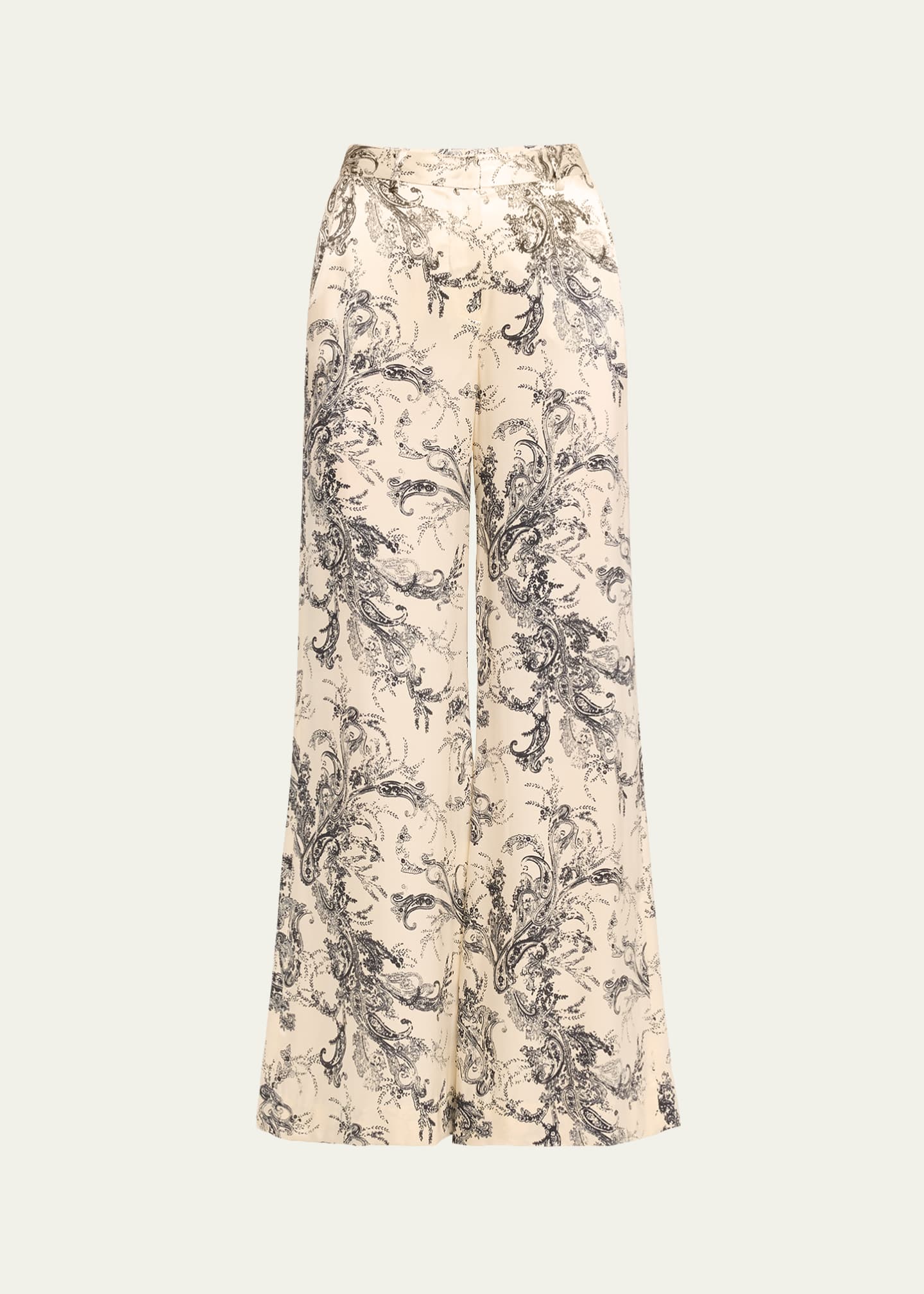 Pants - Wide Leg, Silk Printed Pants