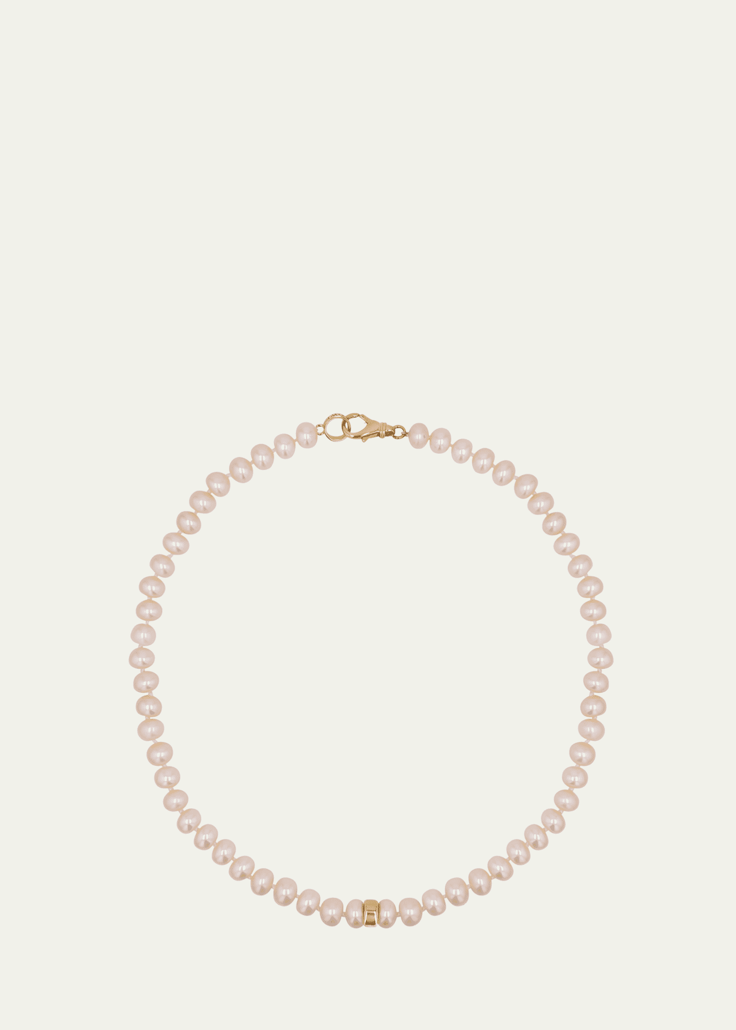 Sheryl Lowe 14K Pearl 8mm Knotted Necklace with Plain Rondelle Image 1 of 2