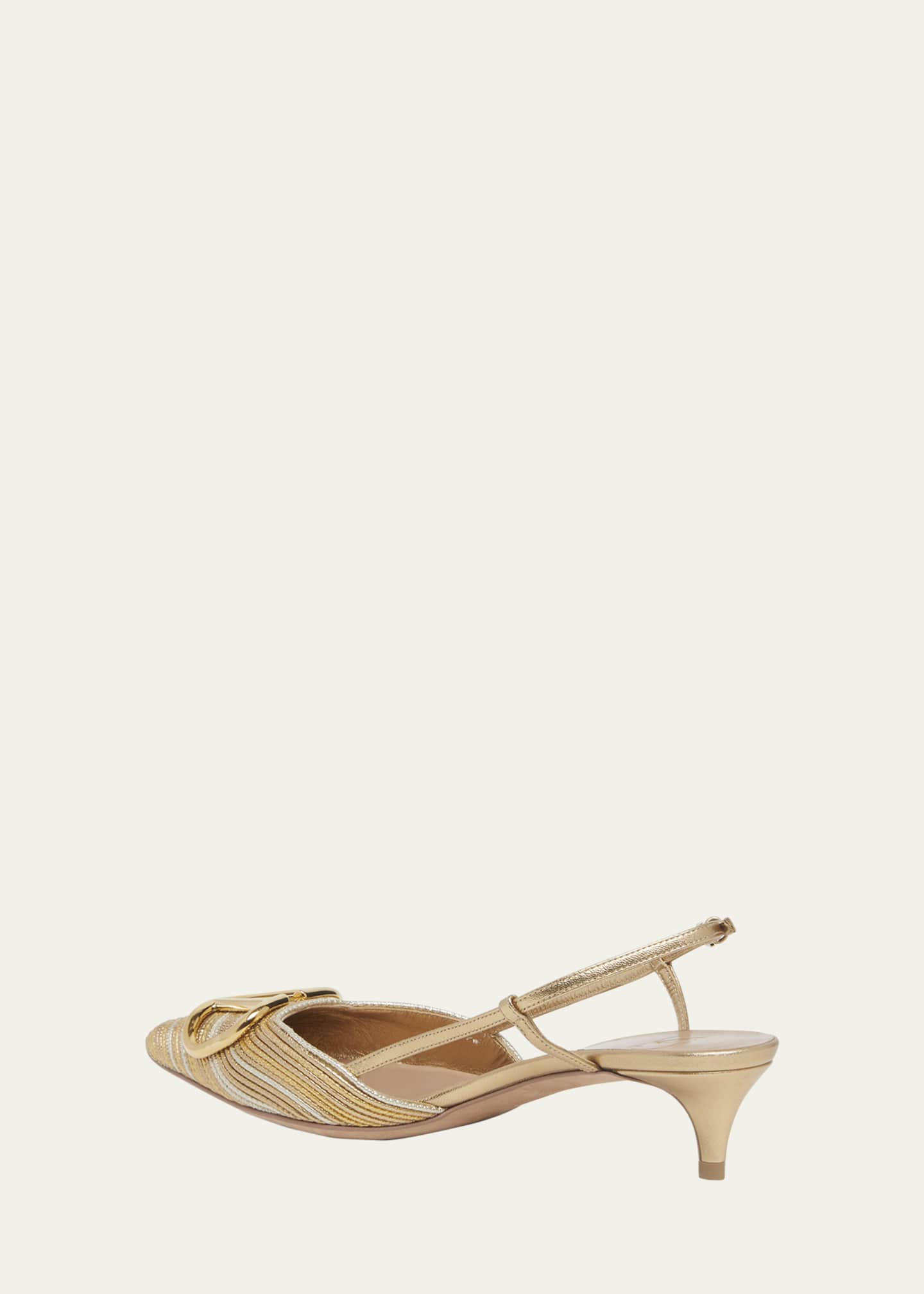 Valentino Garavani VLogo Medallion Metallic Slingback Pumps Image 4 of 5