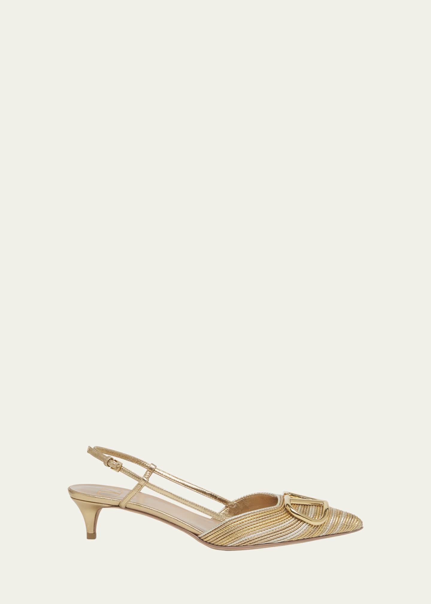 Valentino Garavani VLogo Medallion Metallic Slingback Pumps