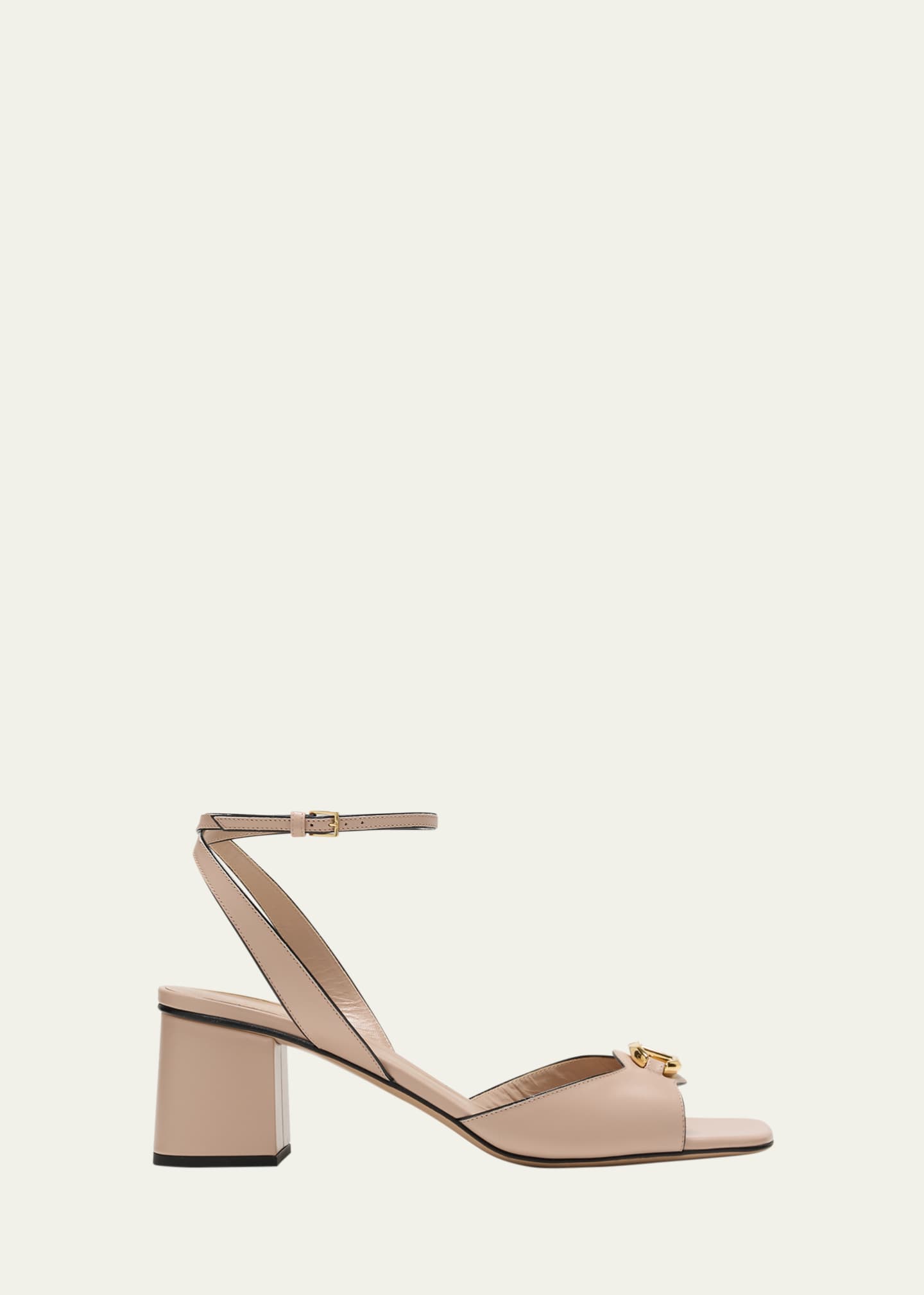 Valentino Garavani VLogo Medallion Bicolor Ankle-Strap Sandals Image 1 of 5