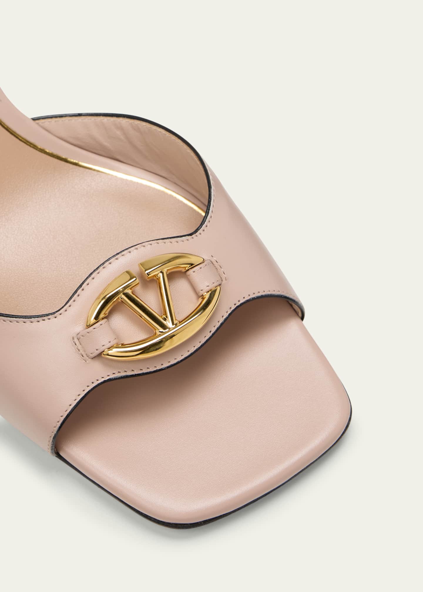 Valentino Garavani VLogo Medallion Bicolor Ankle-Strap Sandals Image 5 of 5